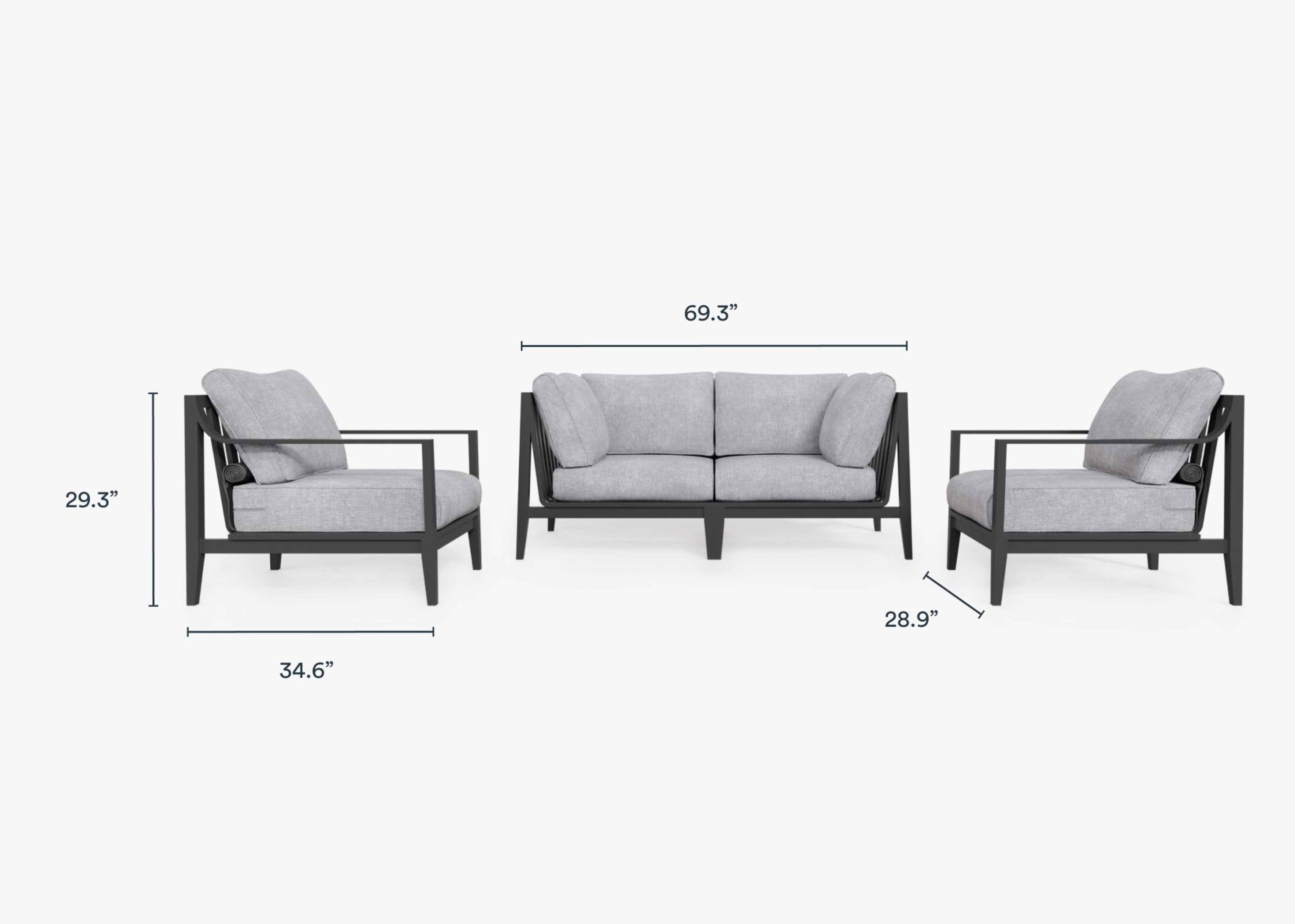 Aluminum Outdoor Loveseat with Armchairs - 4 Seat By Outer