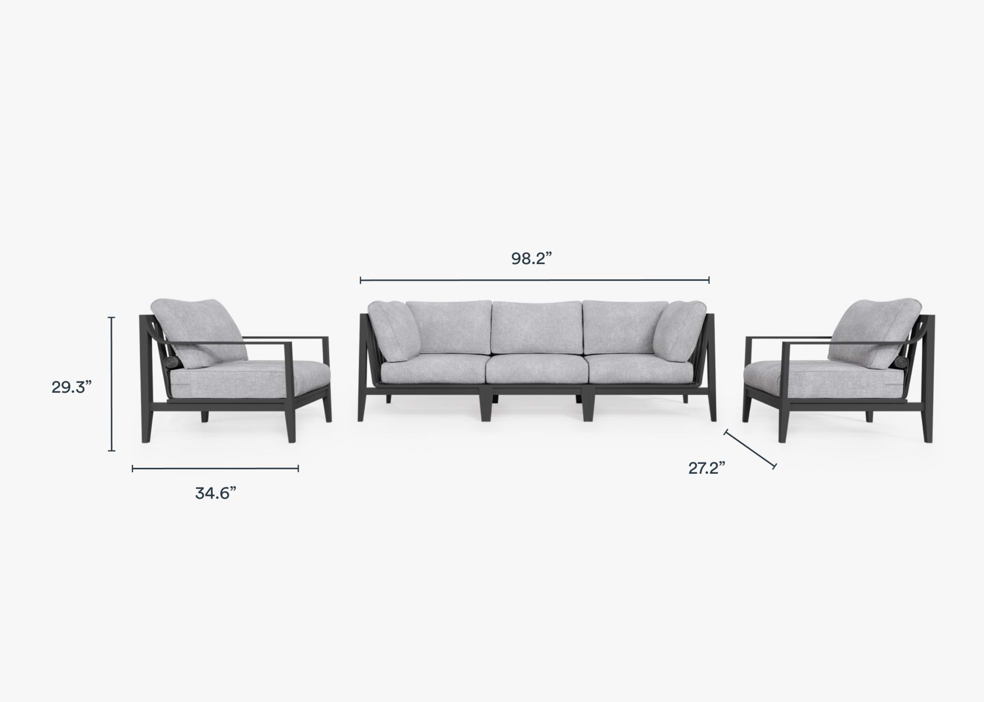 Aluminum Outdoor Sofa with Armchairs - 5 Seat By Outer
