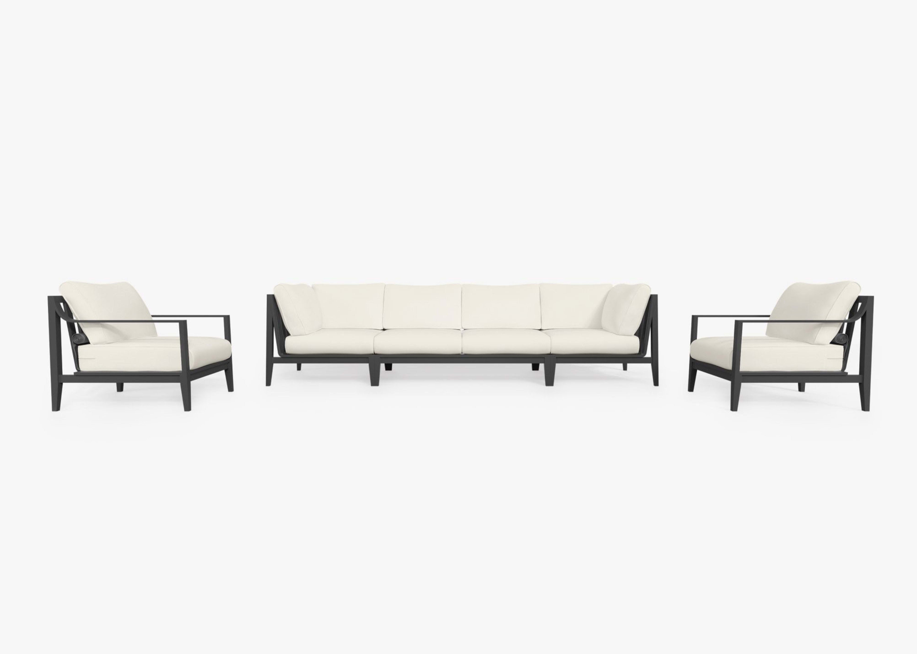 Aluminum Outdoor Sofa with Armchairs - 6 Seat By Outer