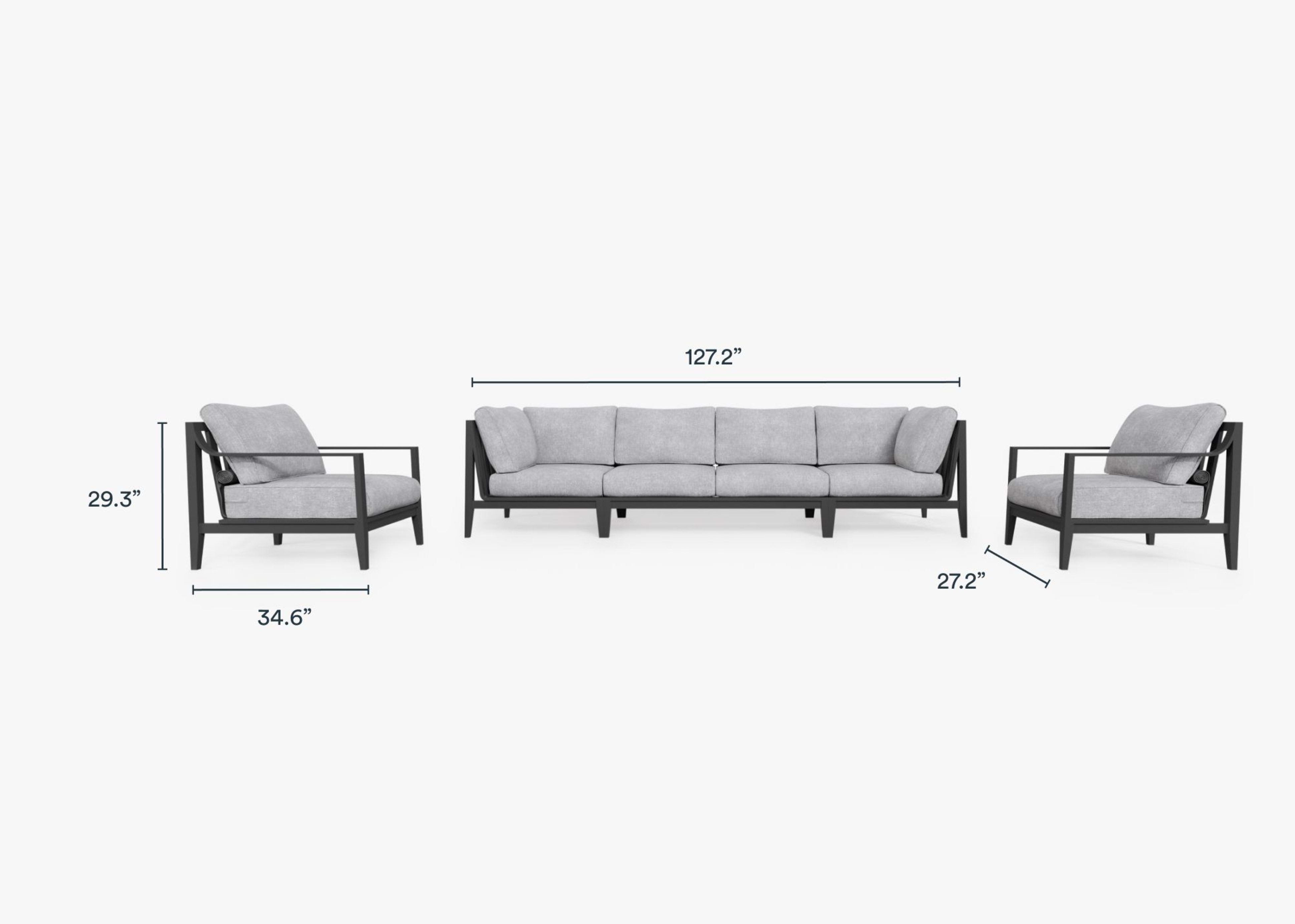 Aluminum Outdoor Sofa with Armchairs - 6 Seat By Outer