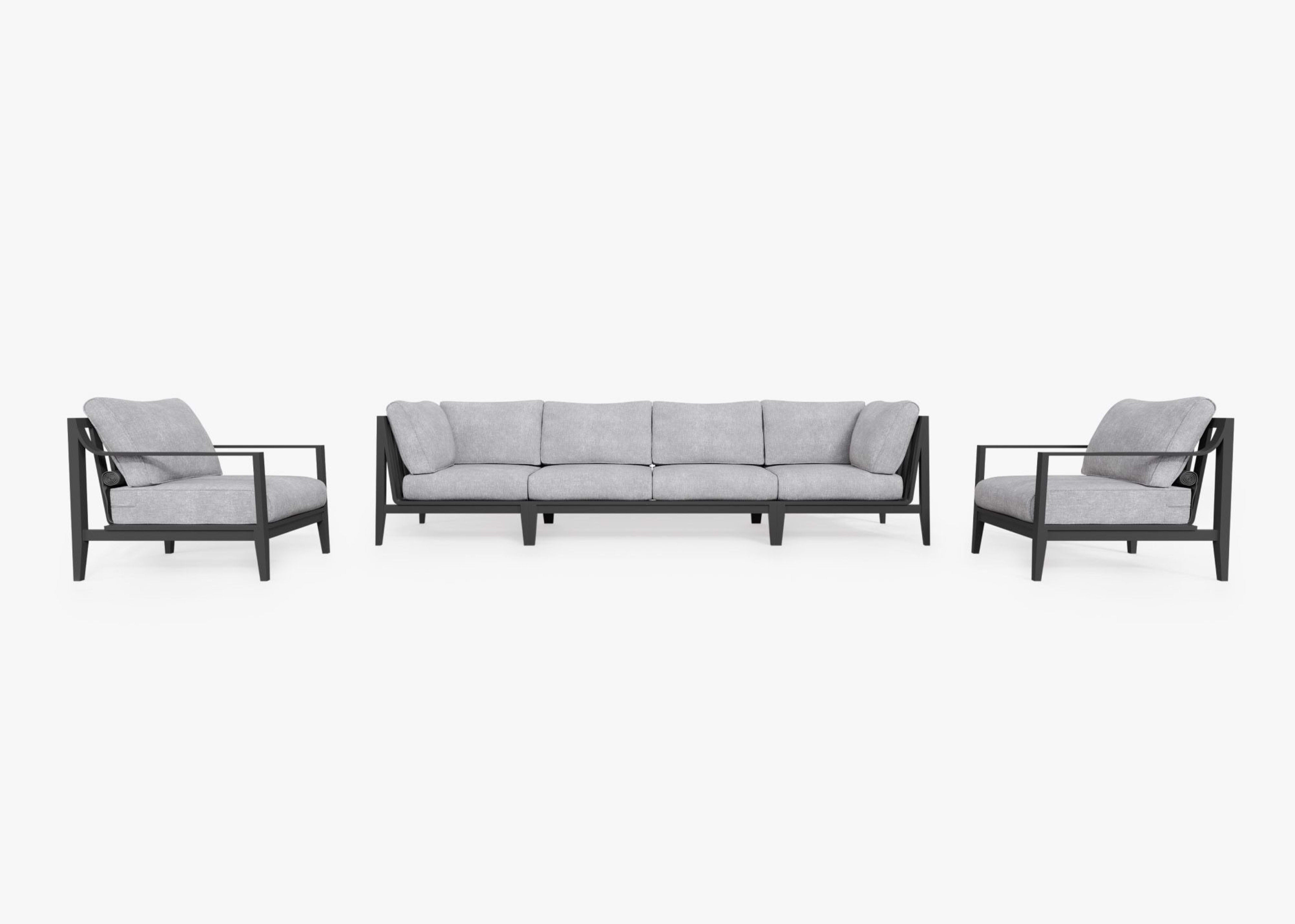 Aluminum Outdoor Sofa with Armchairs - 6 Seat By Outer