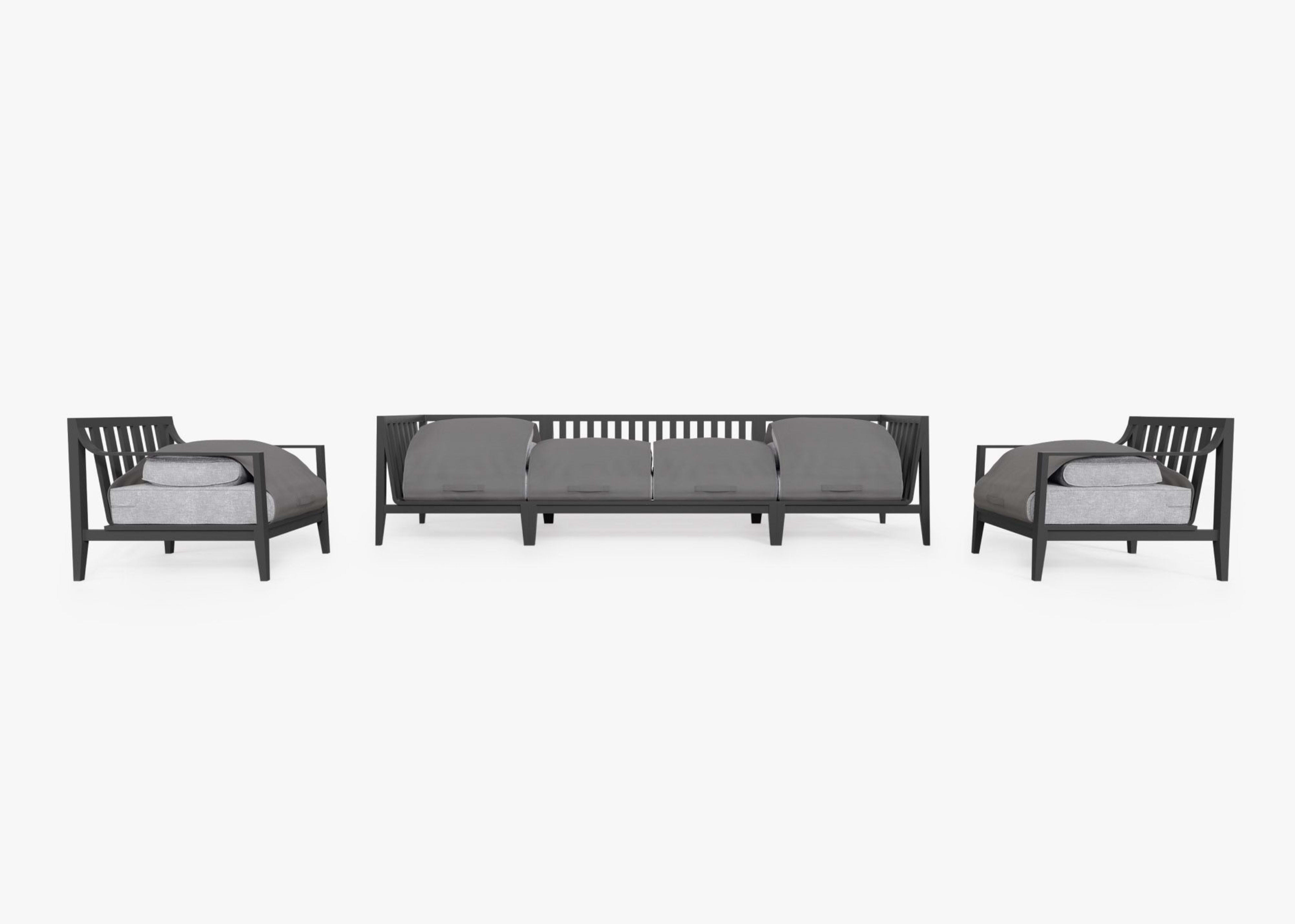 Aluminum Outdoor Sofa with Armchairs - 6 Seat By Outer