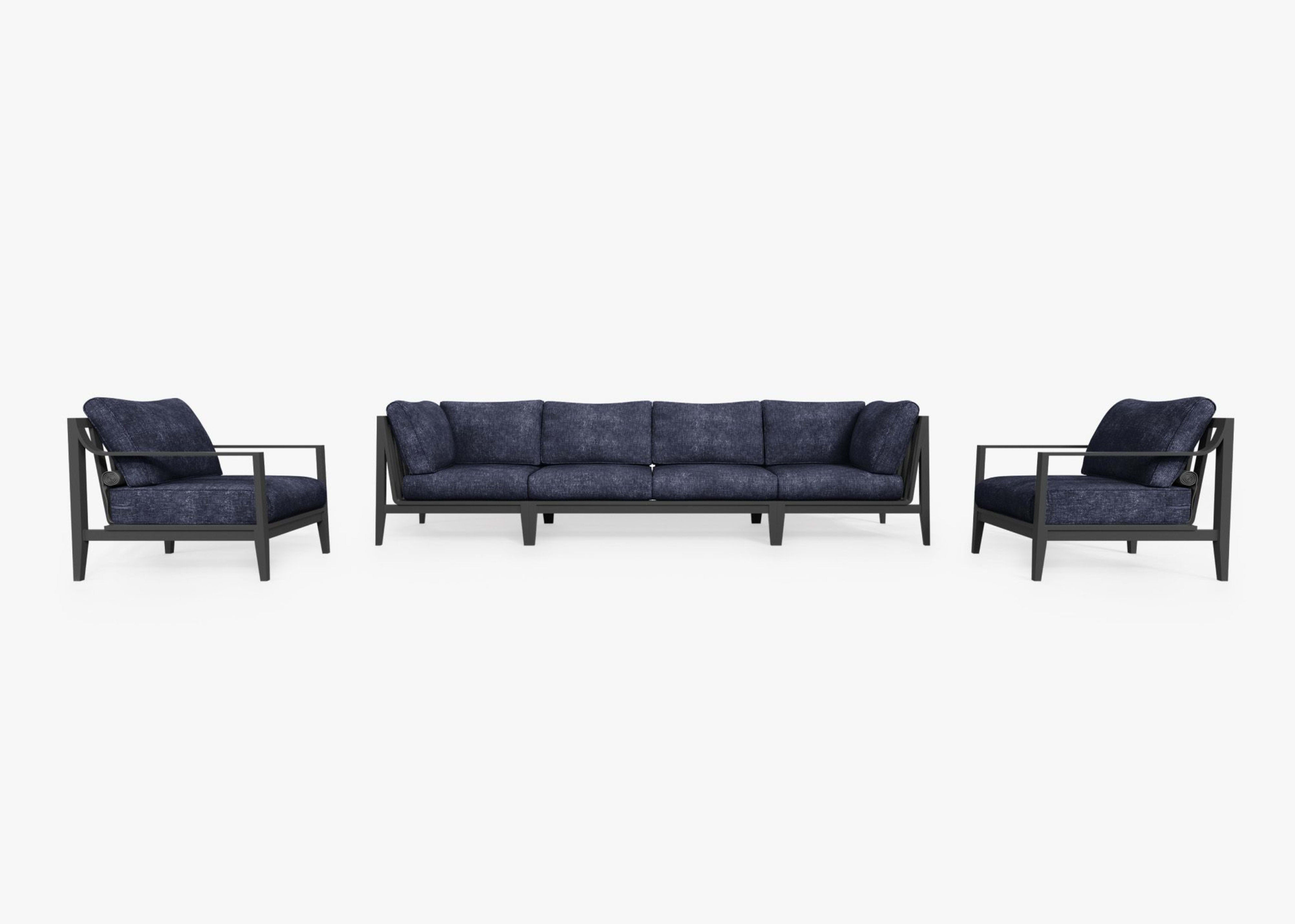 Aluminum Outdoor Sofa with Armchairs - 6 Seat By Outer