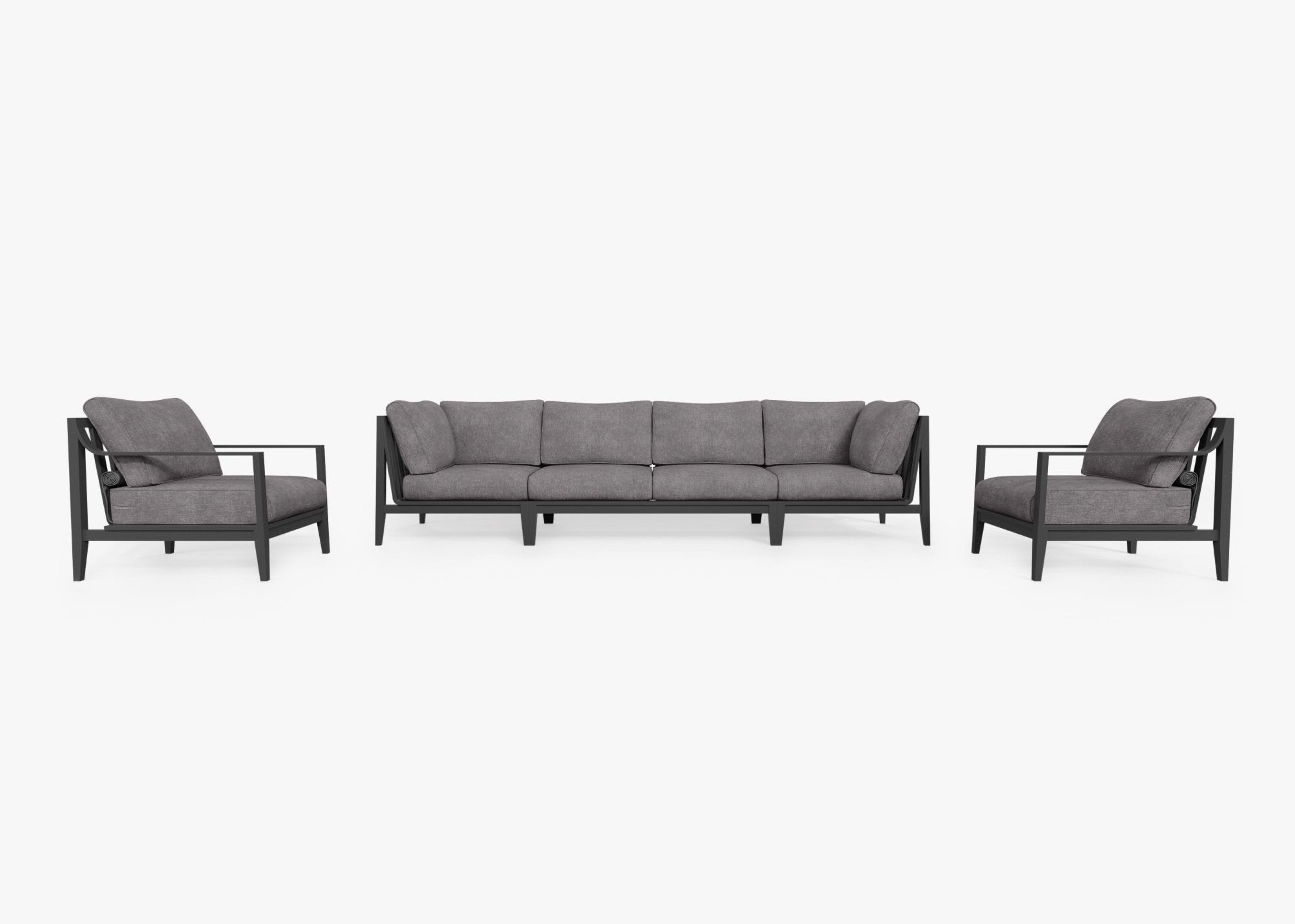 Aluminum Outdoor Sofa with Armchairs - 6 Seat By Outer