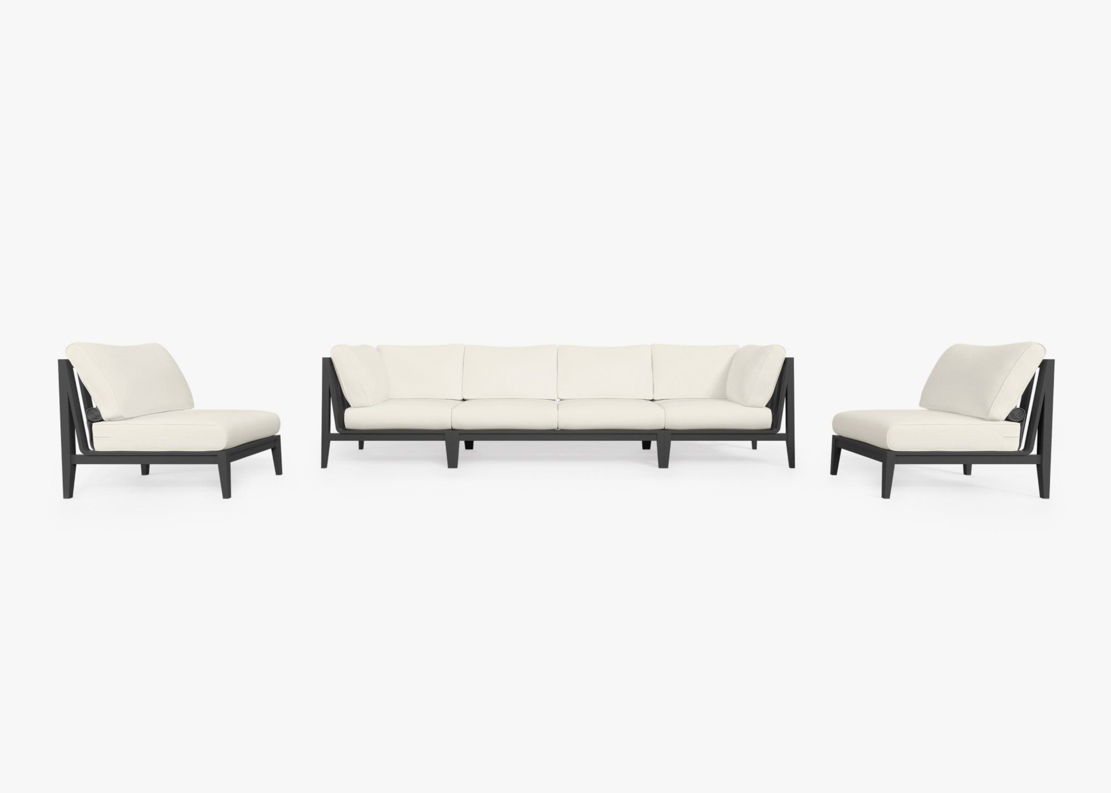 Aluminum Outdoor Sofa with Armless Chairs - 6 Seat By Outer