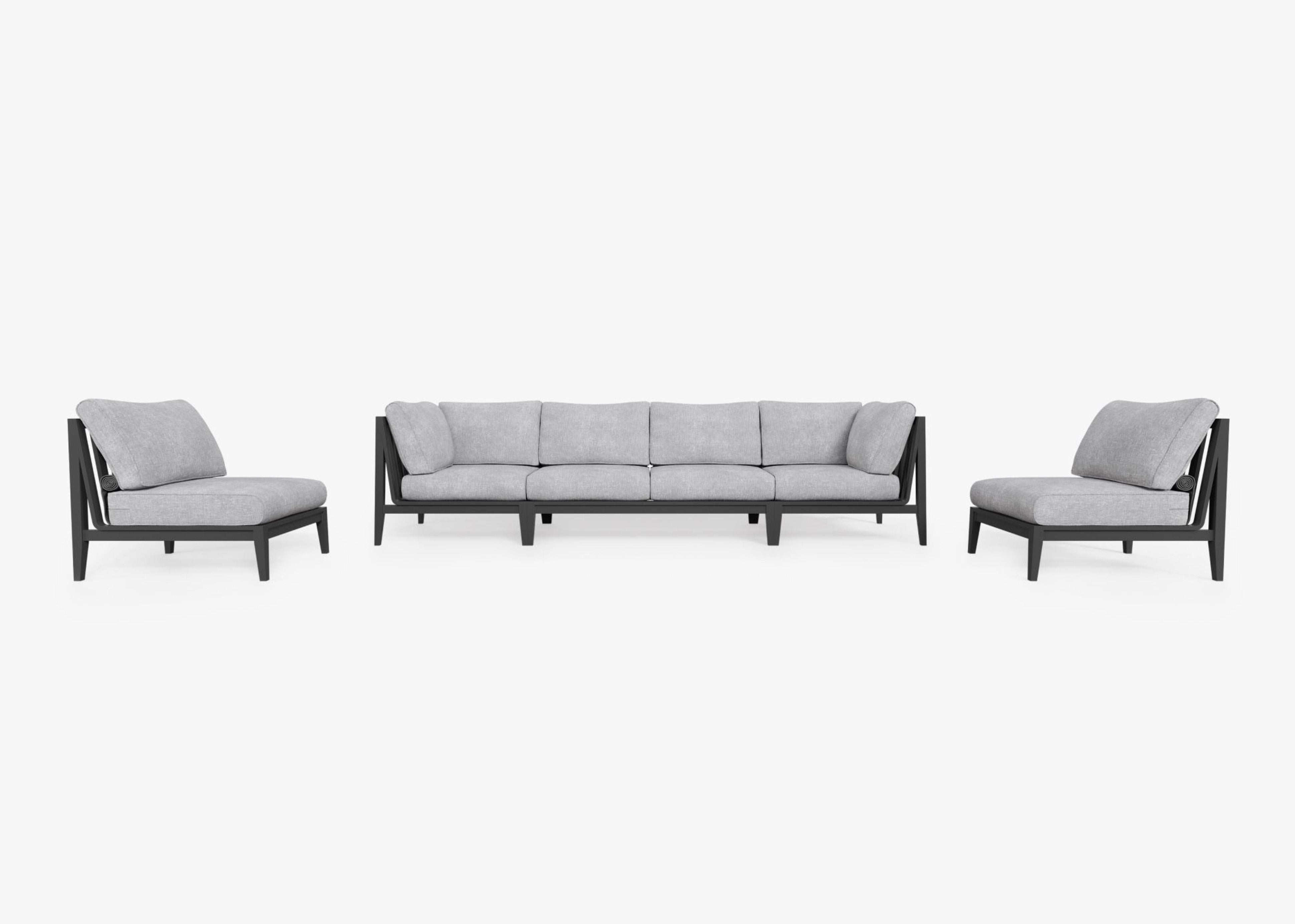 Aluminum Outdoor Sofa with Armless Chairs - 6 Seat By Outer