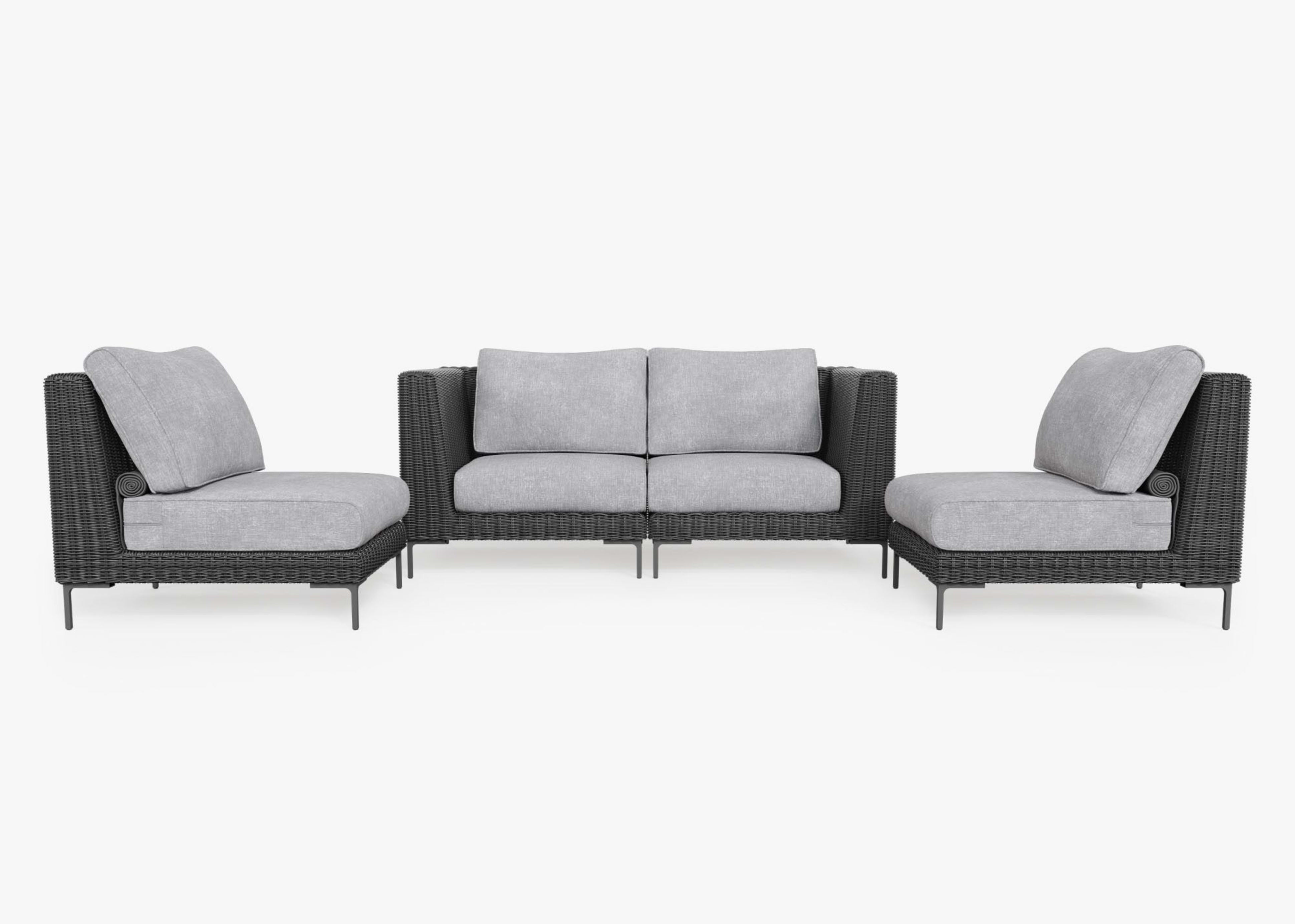 Wicker Outdoor Loveseat with Armless Chairs - 4 Seat By Outer