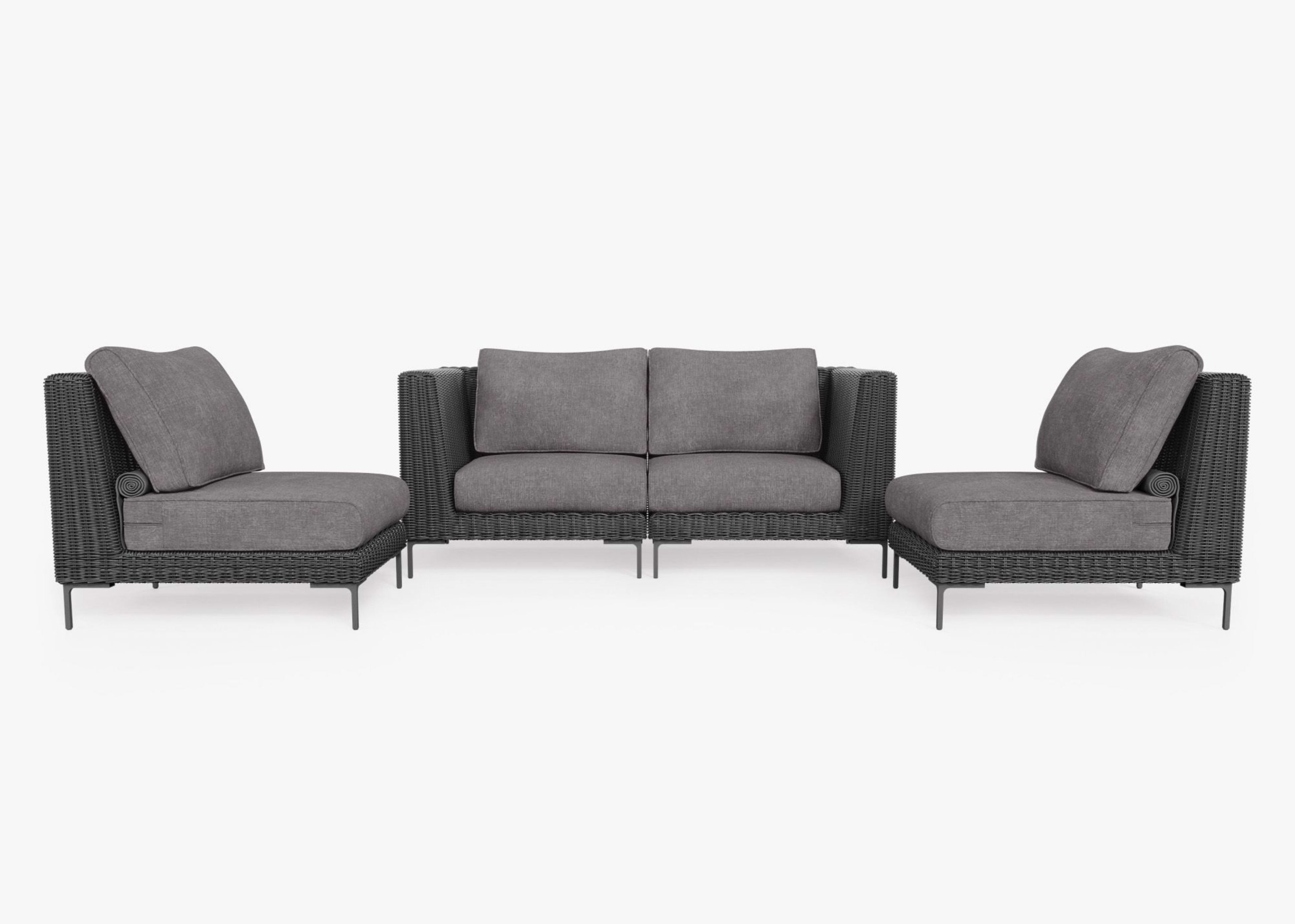 Wicker Outdoor Loveseat with Armless Chairs - 4 Seat By Outer