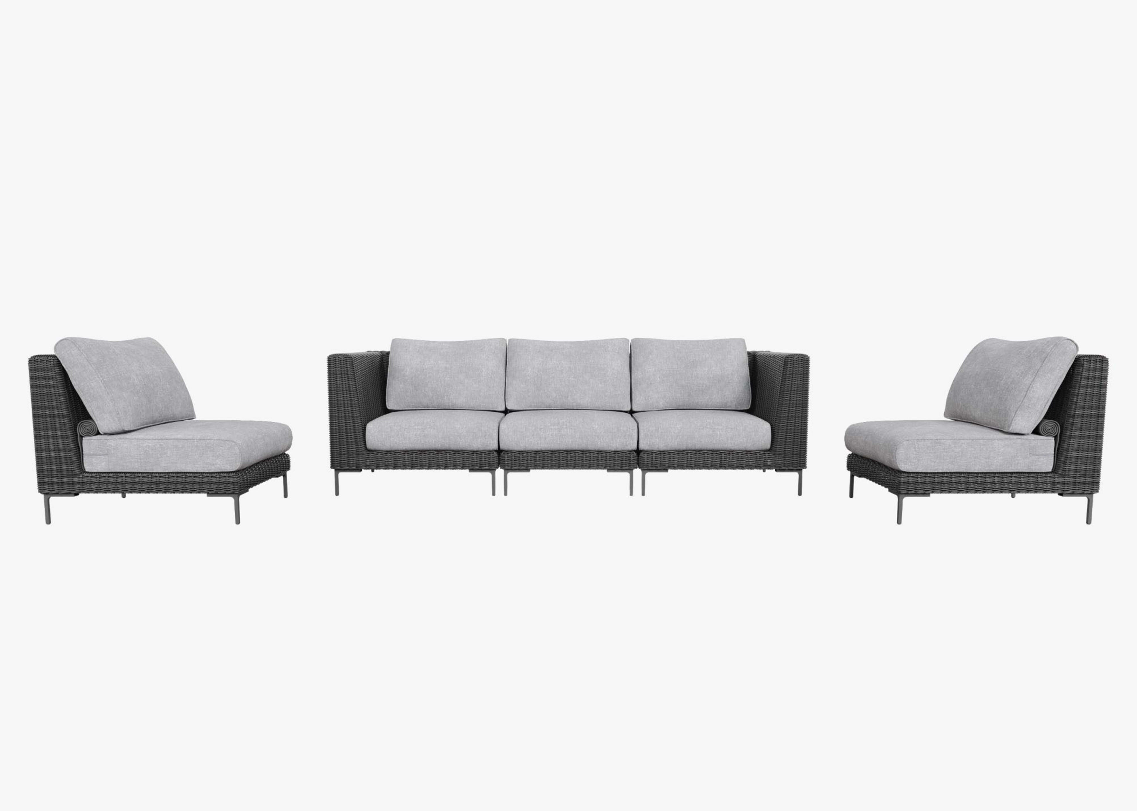 Wicker Outdoor Sofa with Armless Chairs - 5 Seat By Outer