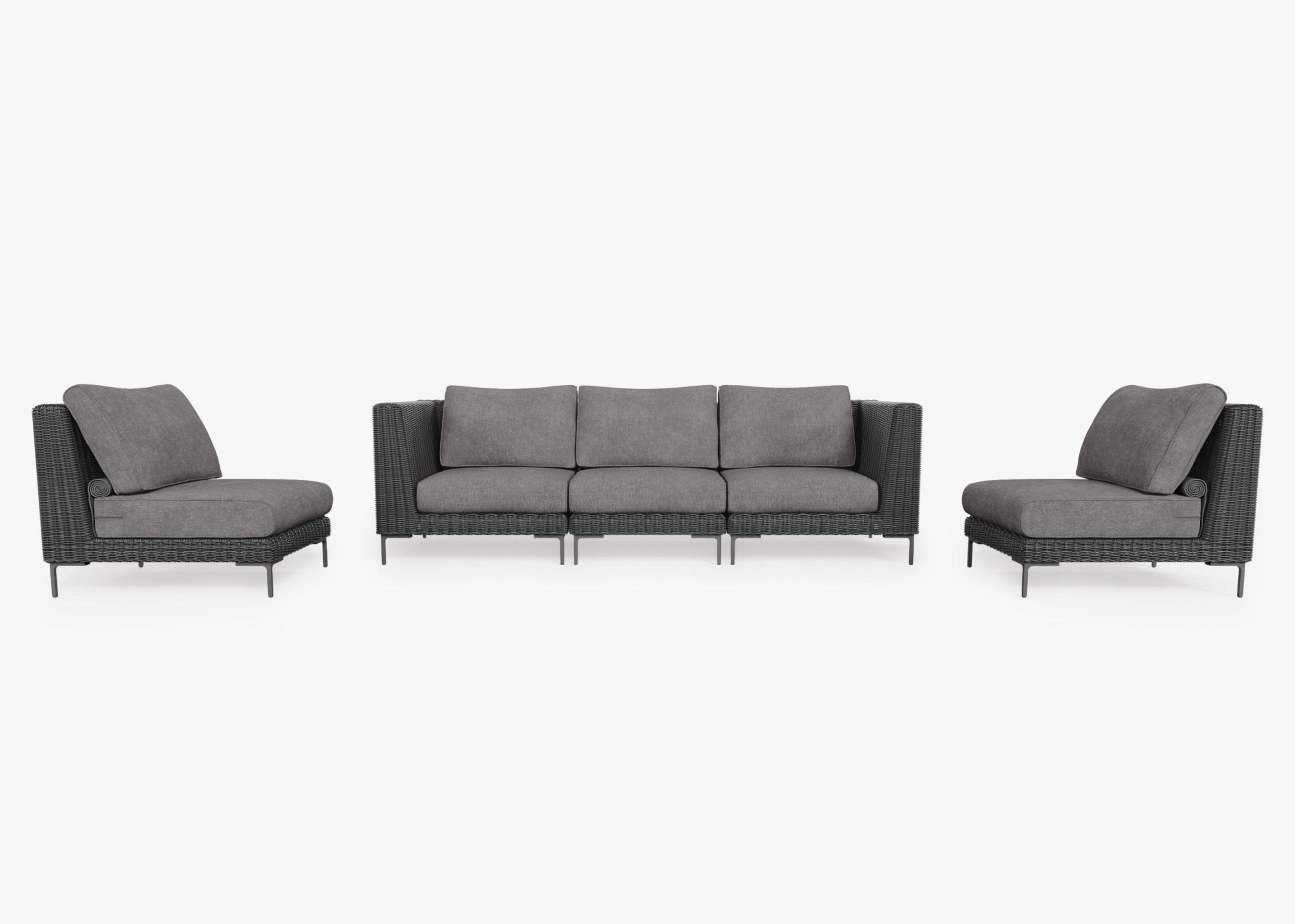 Wicker Outdoor Sofa with Armless Chairs - 5 Seat By Outer