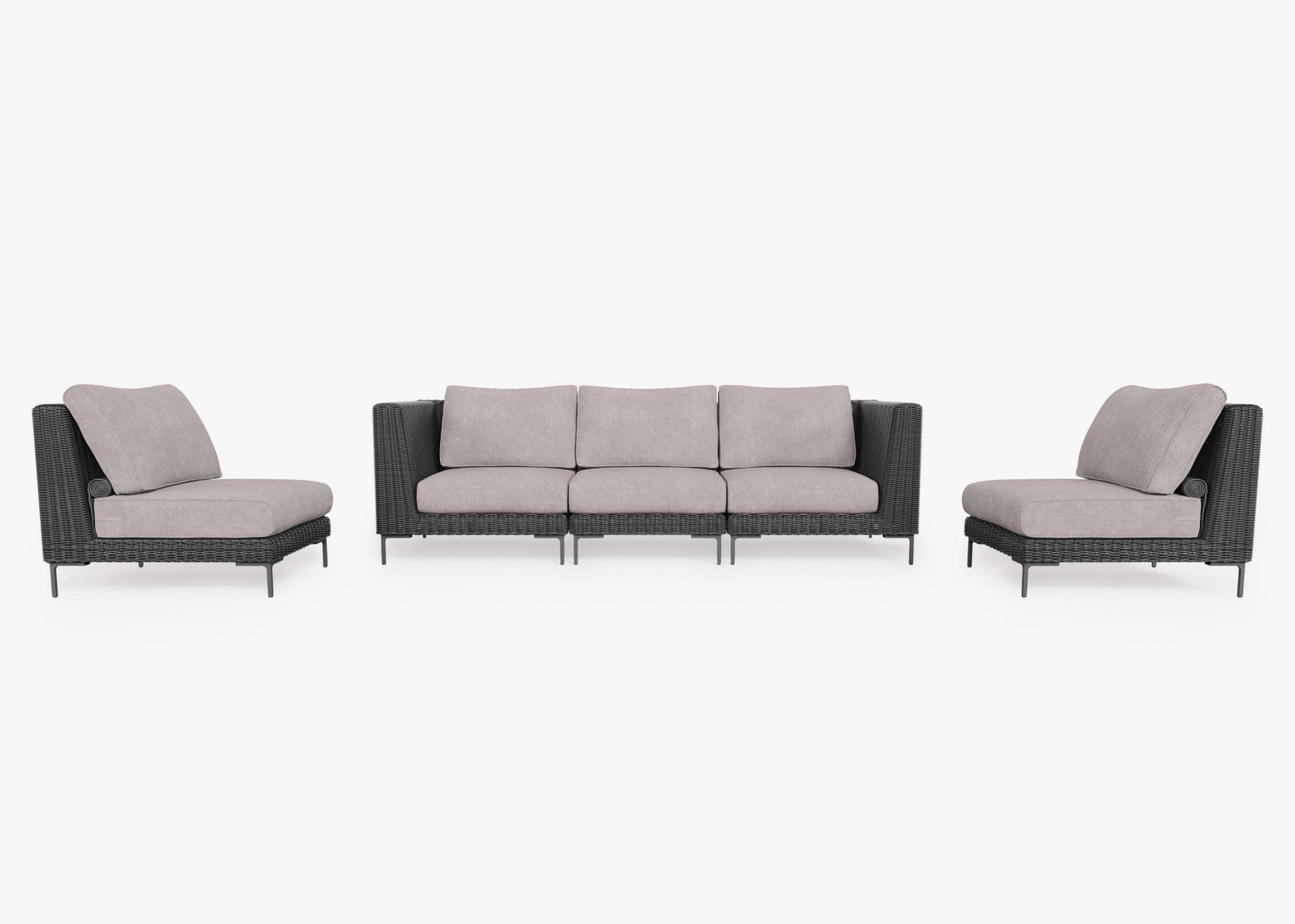 Wicker Outdoor Sofa with Armless Chairs - 5 Seat By Outer