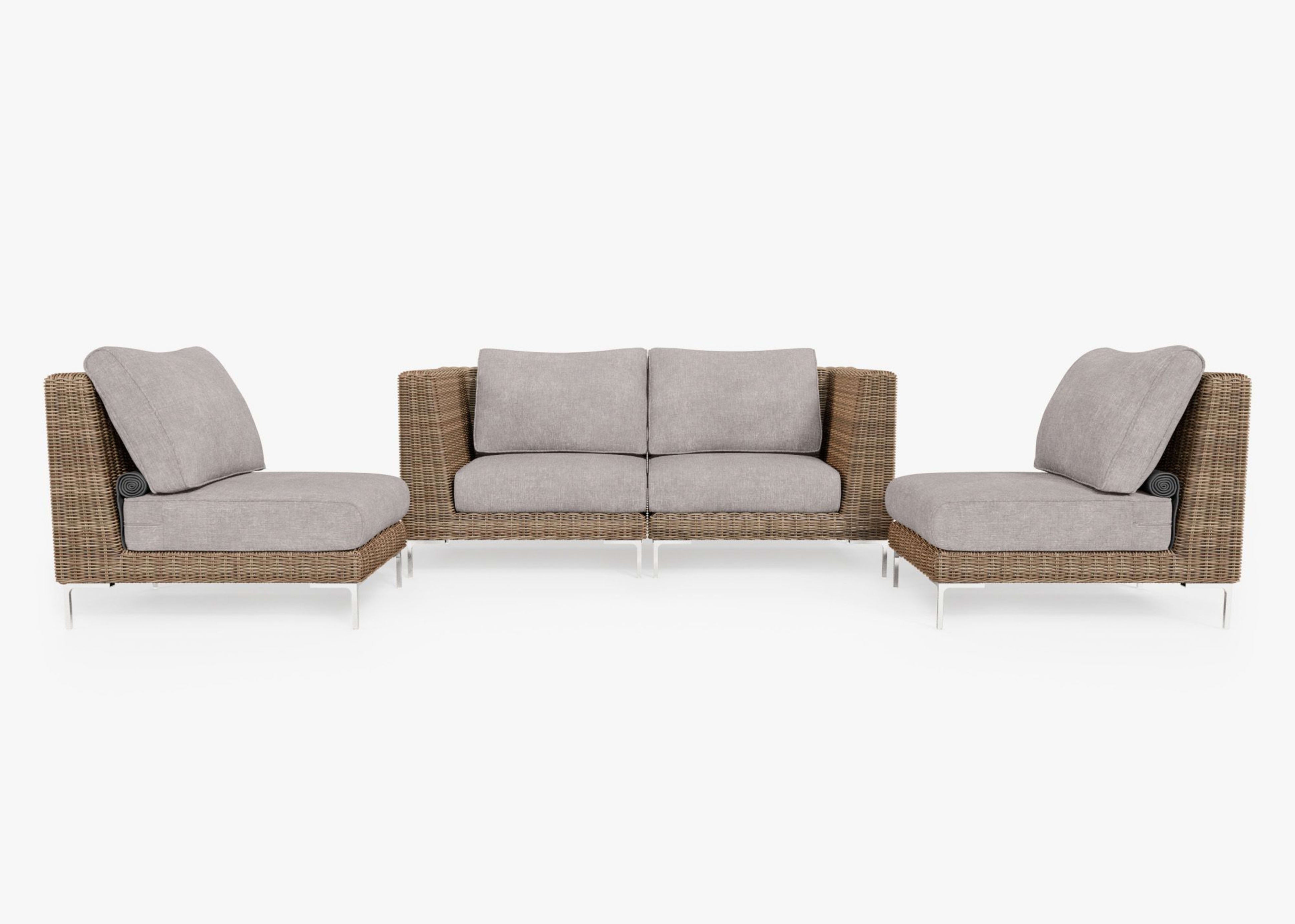 Wicker Outdoor Loveseat with Armless Chairs - 4 Seat By Outer