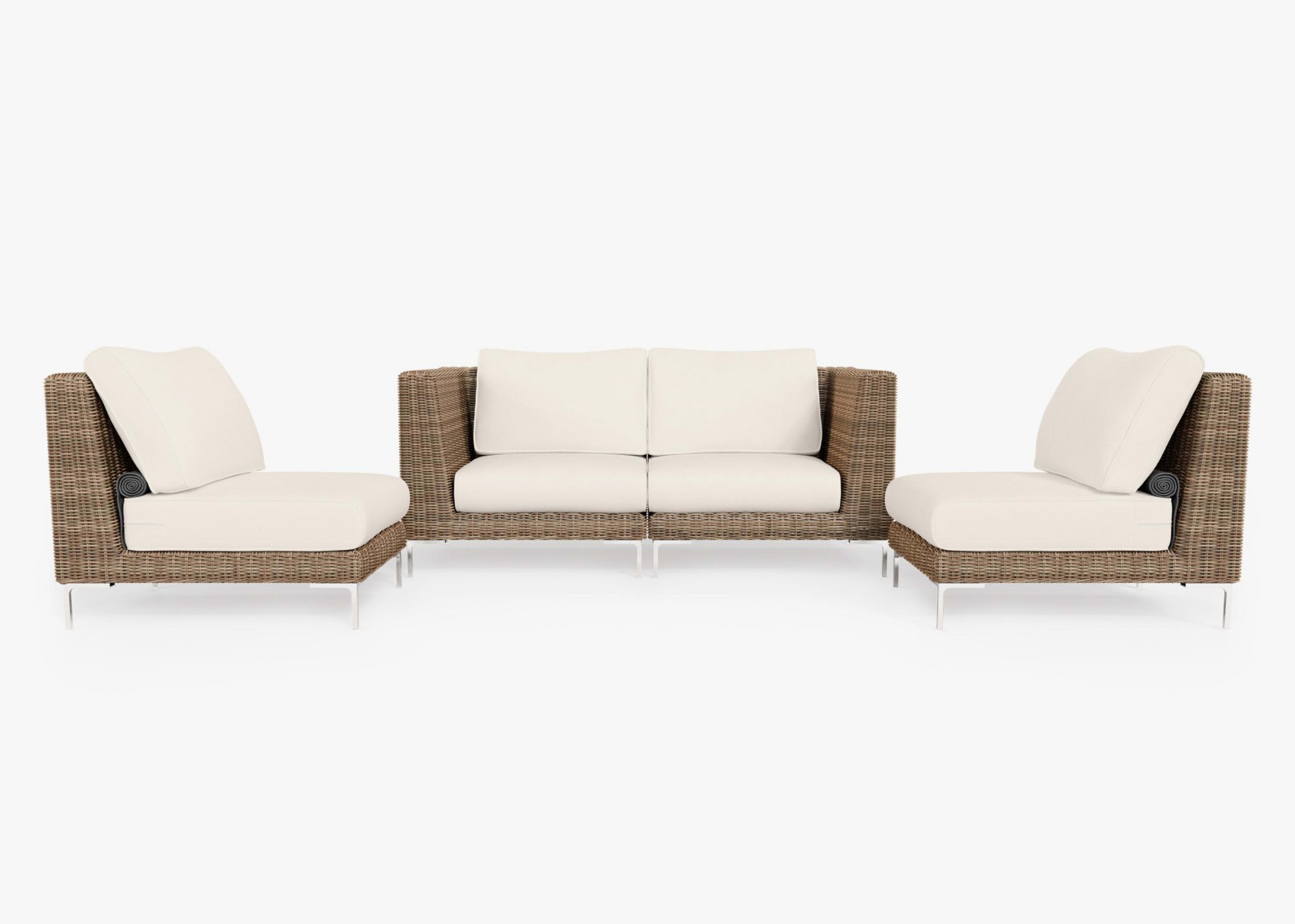 Wicker Outdoor Loveseat with Armless Chairs - 4 Seat By Outer