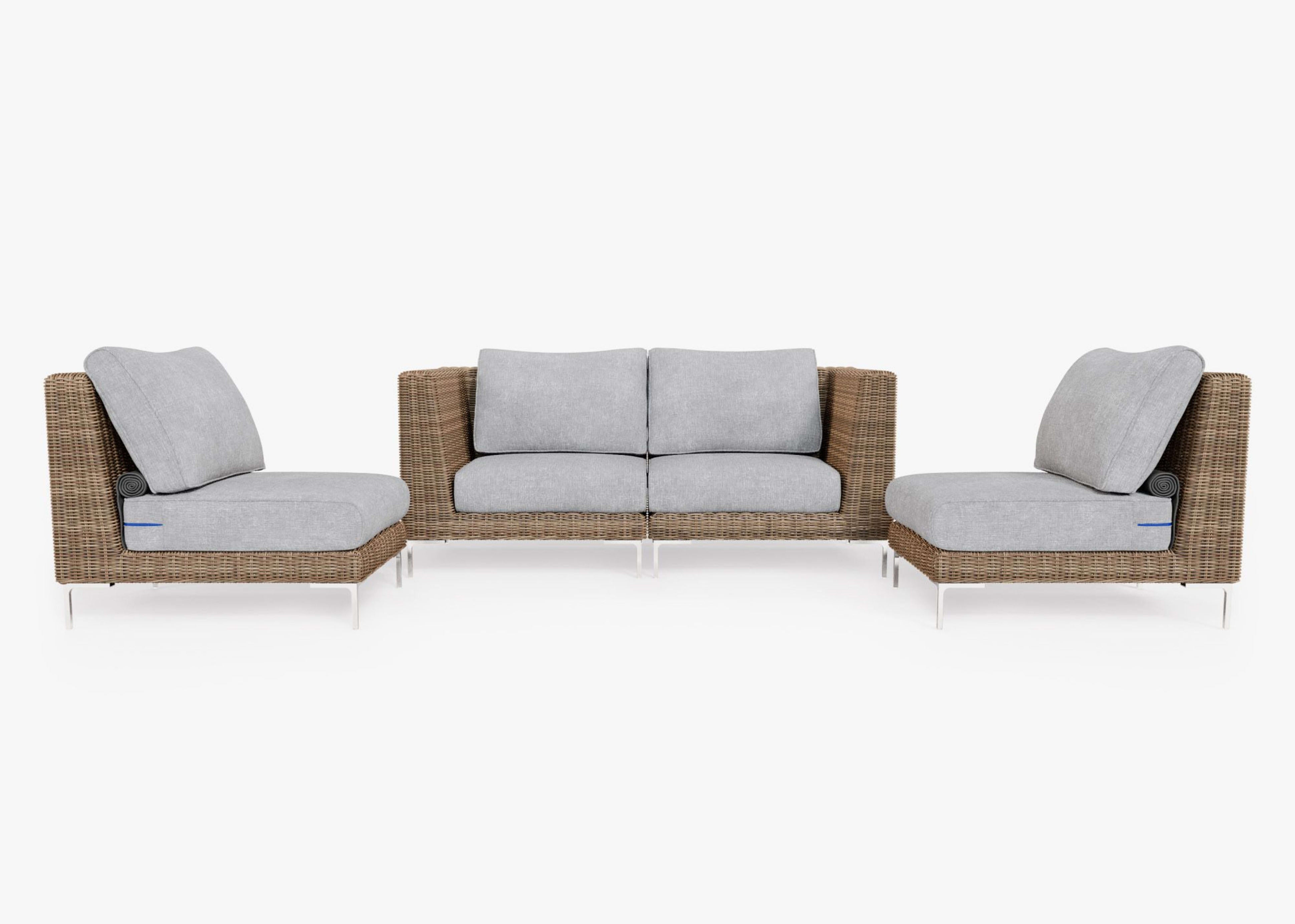Wicker Outdoor Loveseat with Armless Chairs - 4 Seat By Outer