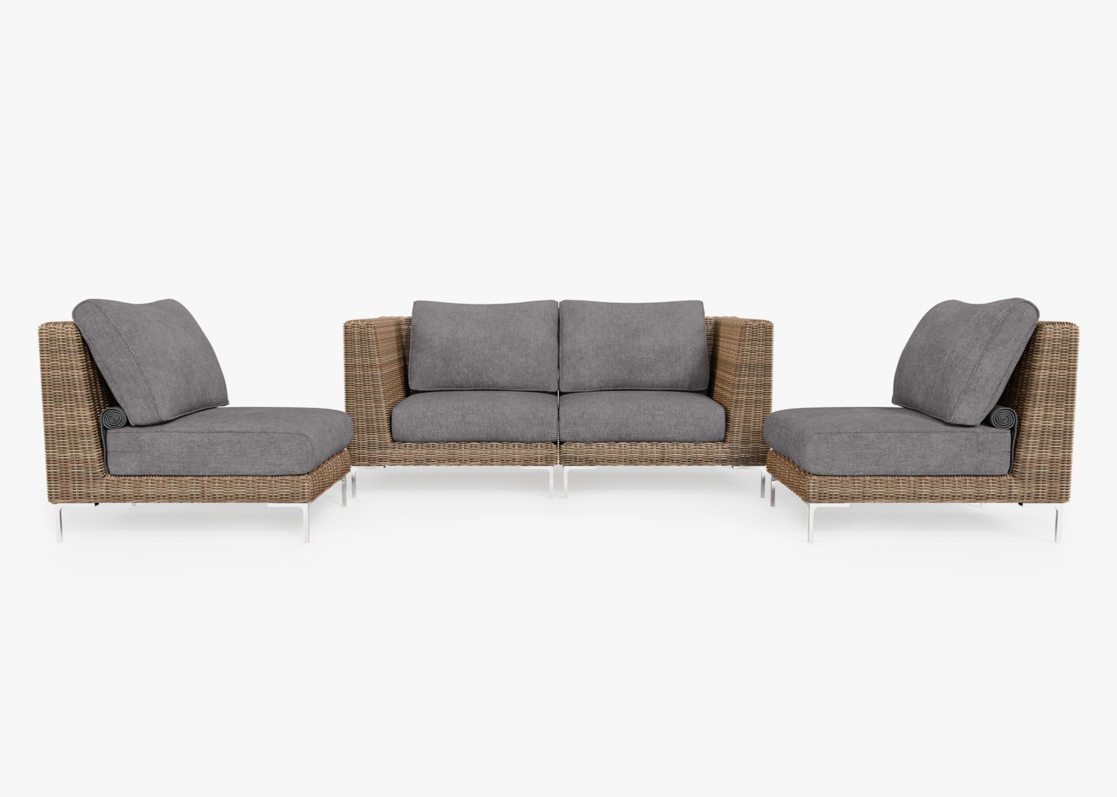 Wicker Outdoor Loveseat with Armless Chairs - 4 Seat By Outer