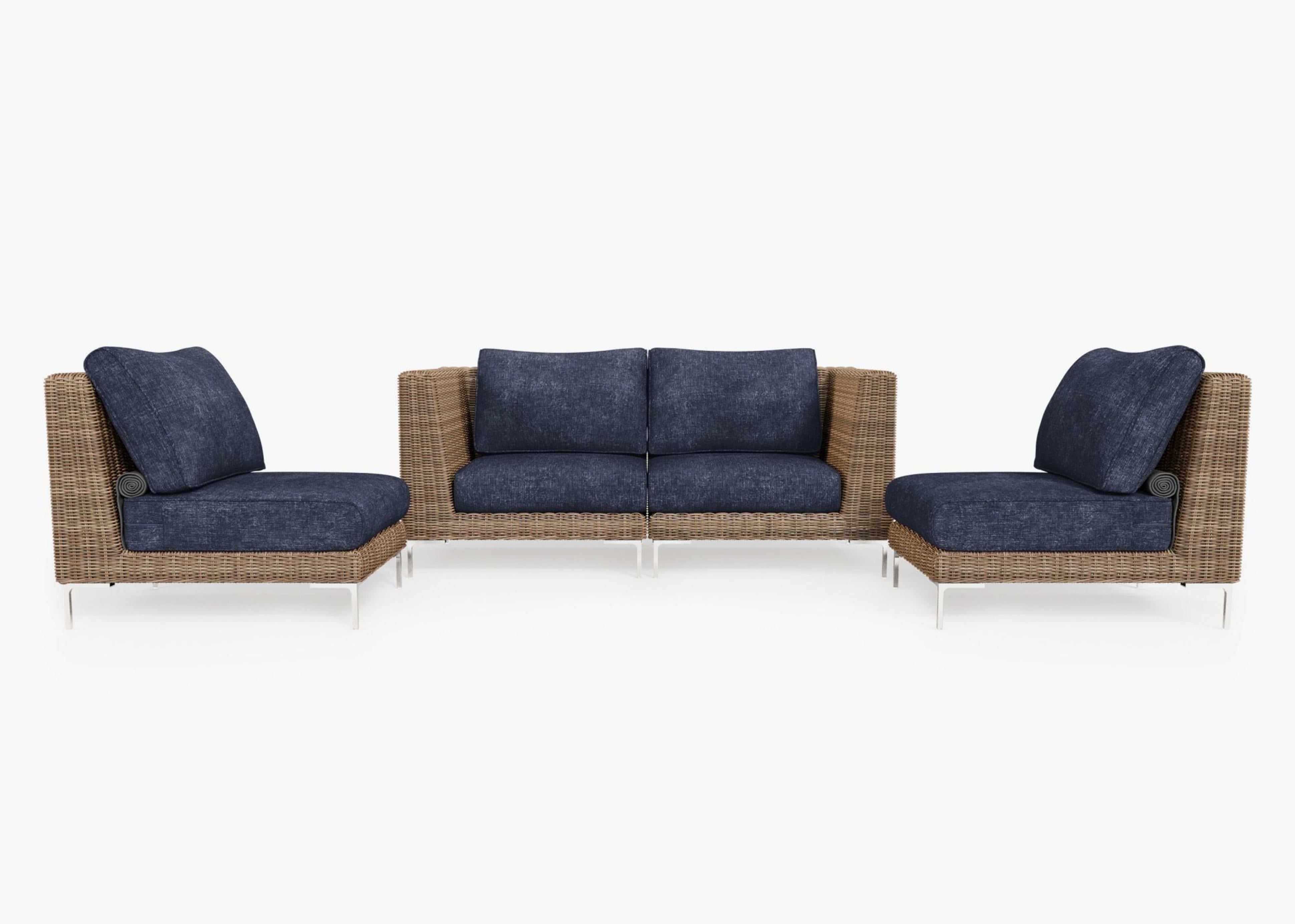 Wicker Outdoor Loveseat with Armless Chairs - 4 Seat By Outer