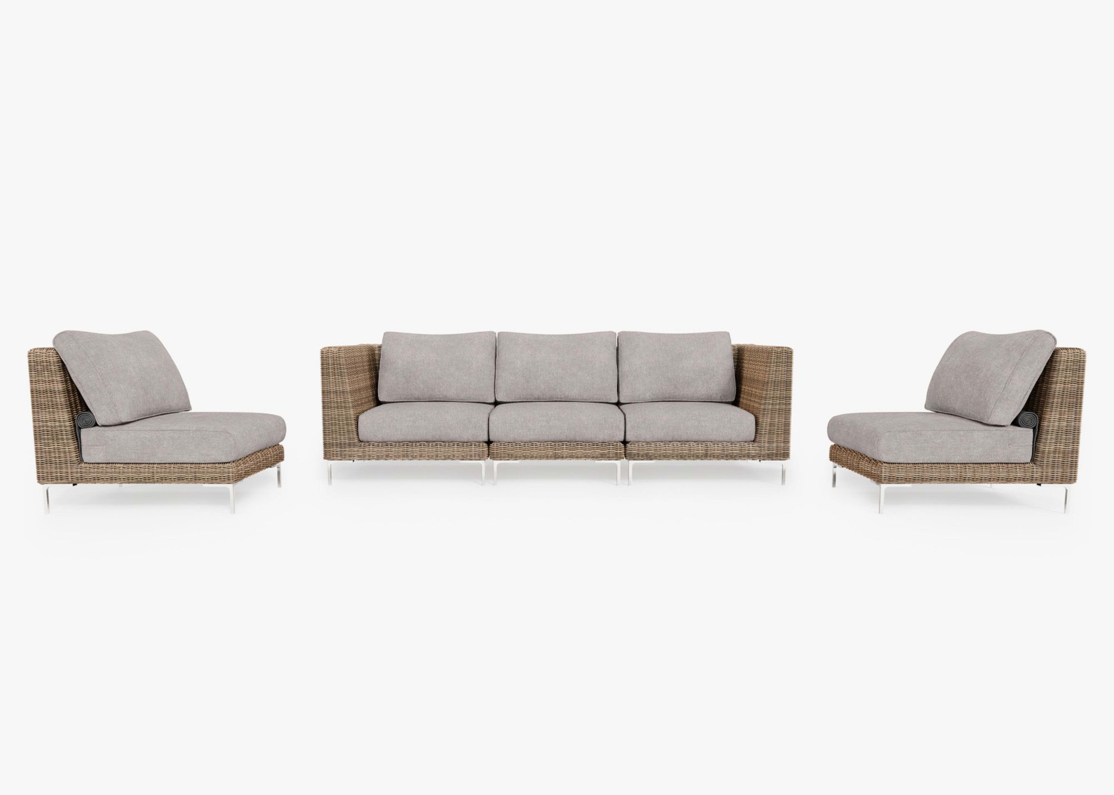 Wicker Outdoor Sofa with Armless Chairs - 5 Seat By Outer