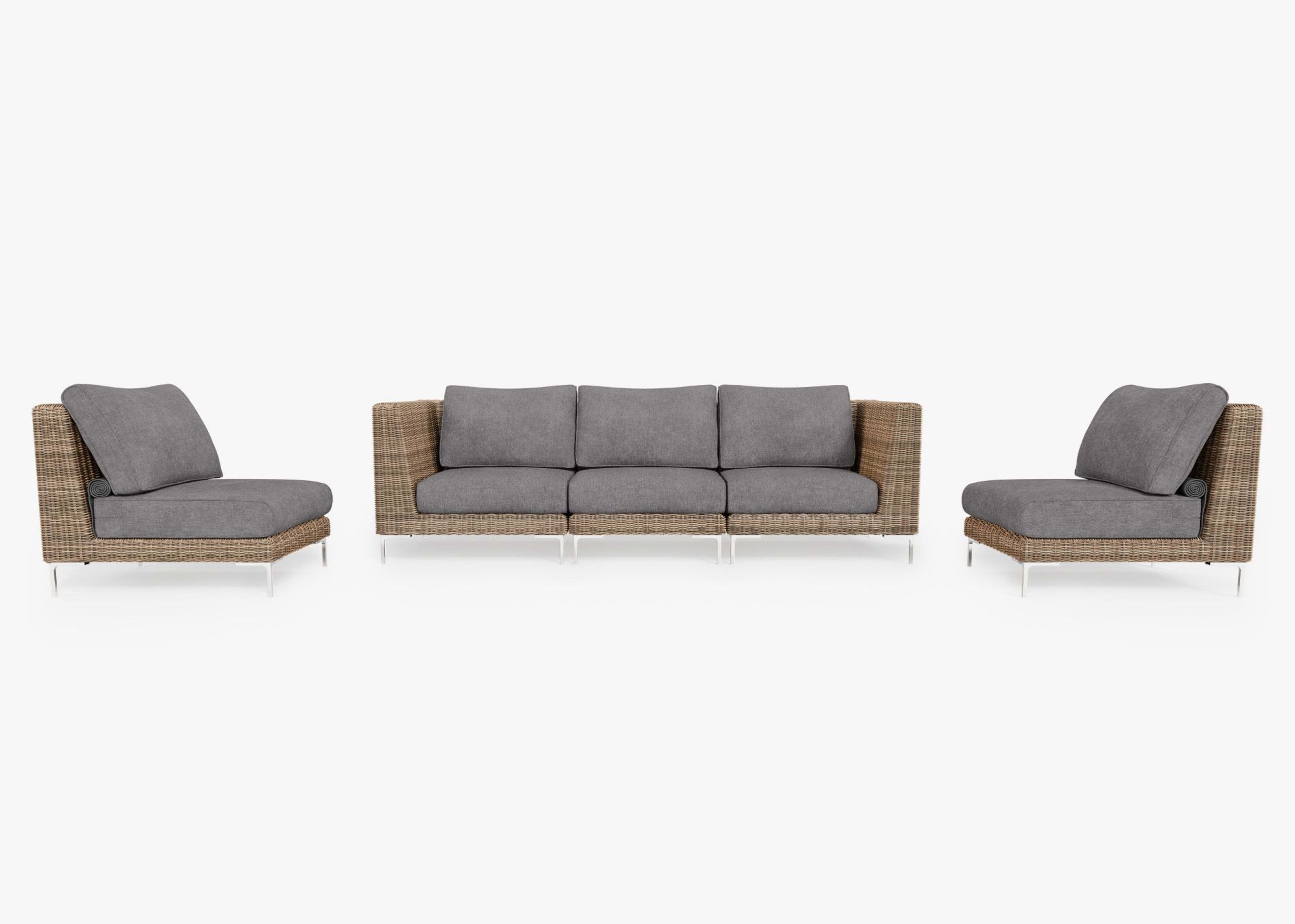 Wicker Outdoor Sofa with Armless Chairs - 5 Seat By Outer