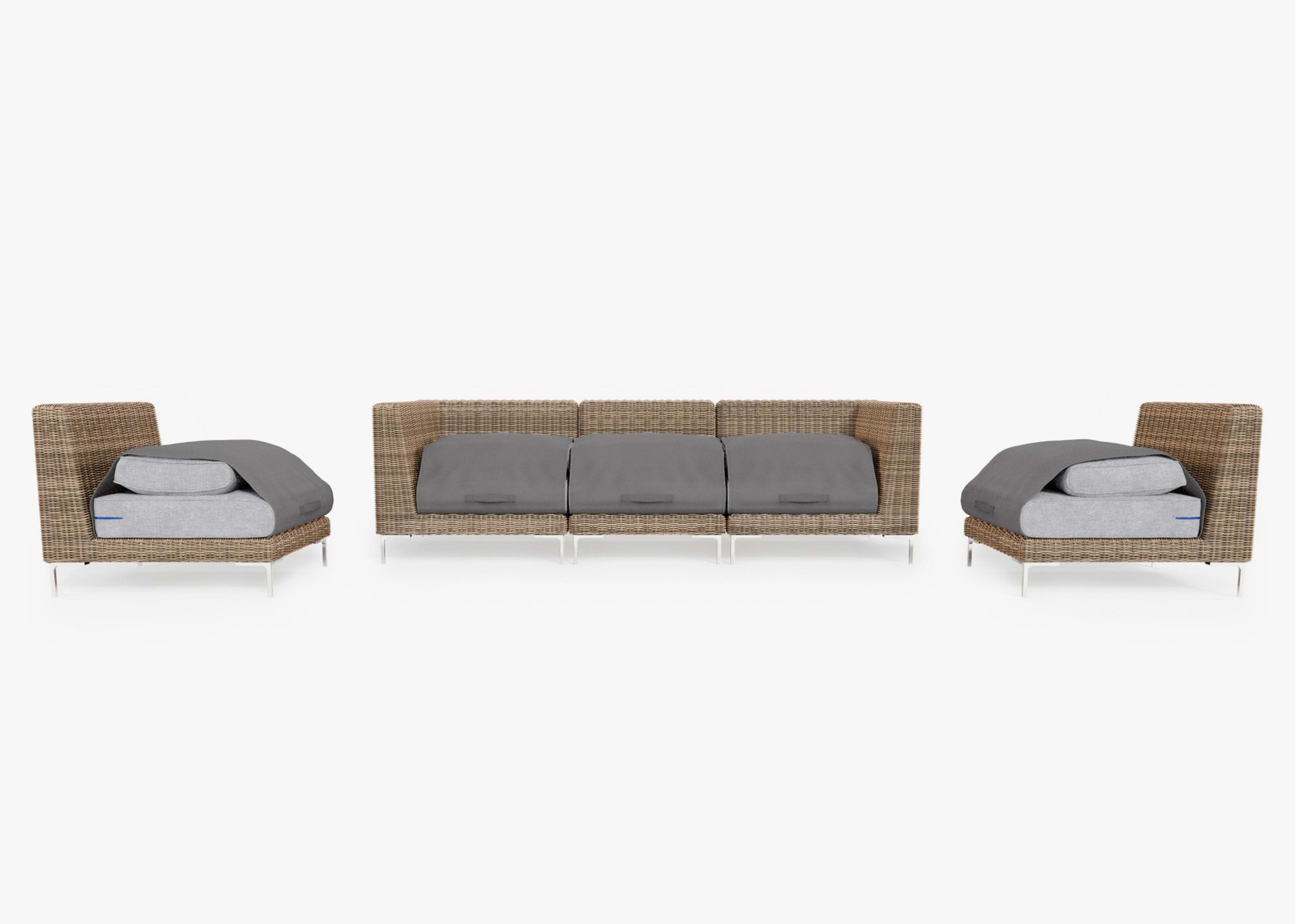 Wicker Outdoor Sofa with Armless Chairs - 5 Seat By Outer