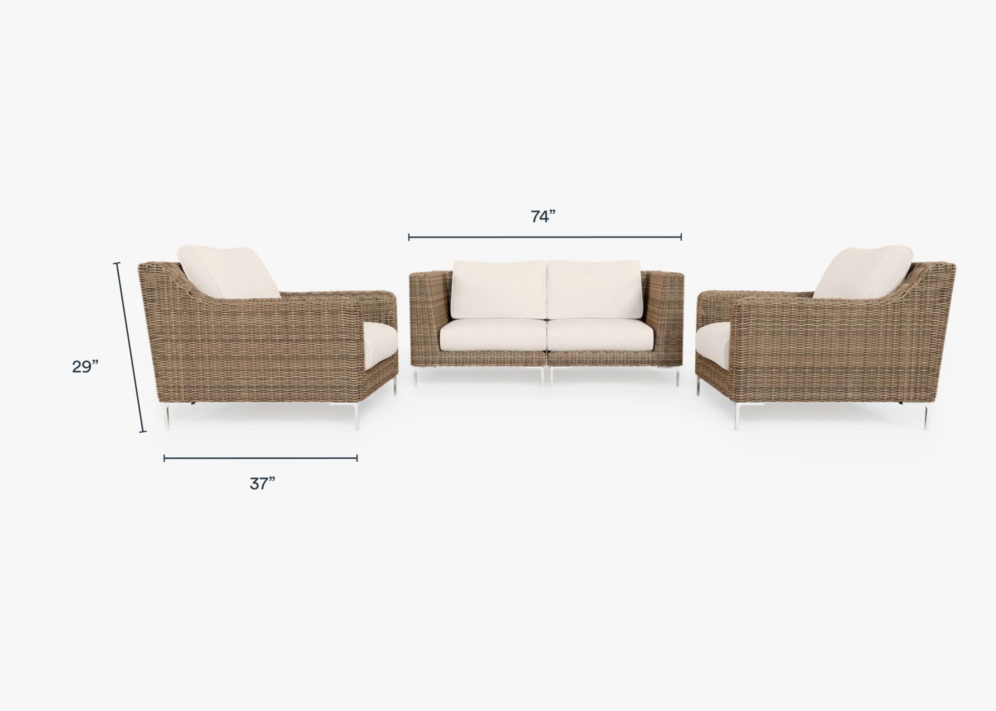 Wicker Outdoor Loveseat with Armchairs - 4 Seat By Outer
