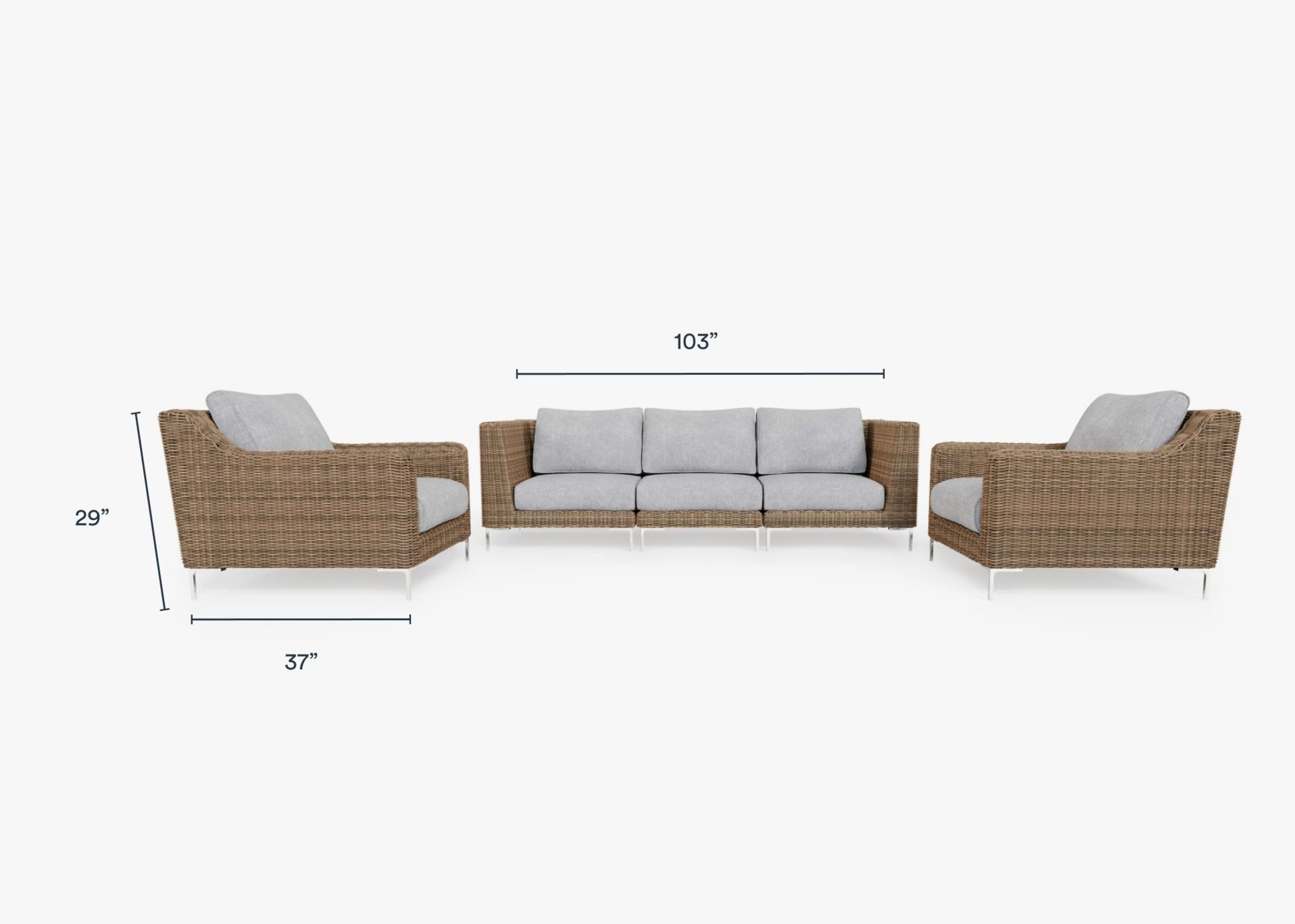 Wicker Outdoor Sofa with Armchairs - 5 Seat By Outer