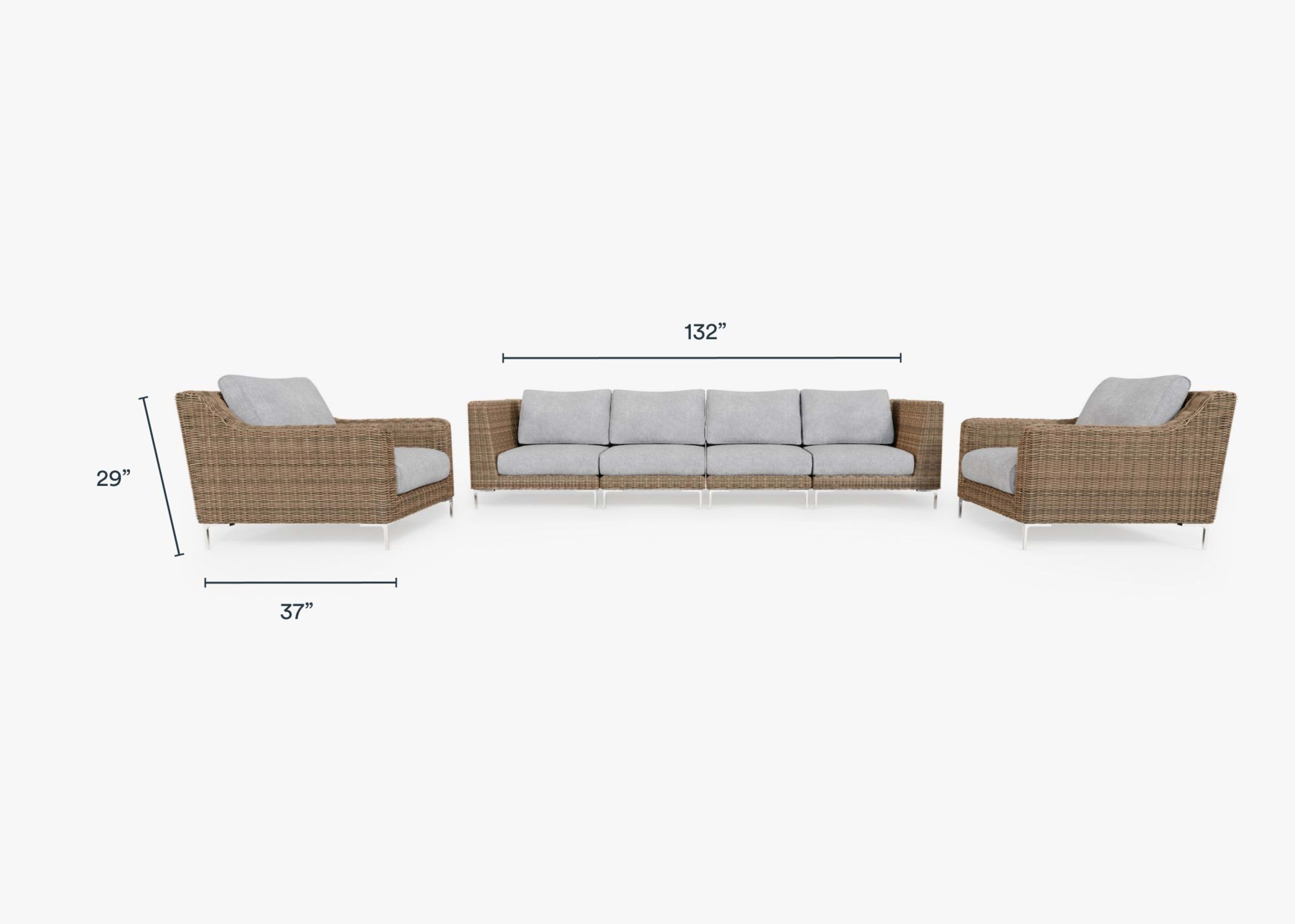 Wicker Outdoor Sofa with Armchairs - 6 Seat By Outer