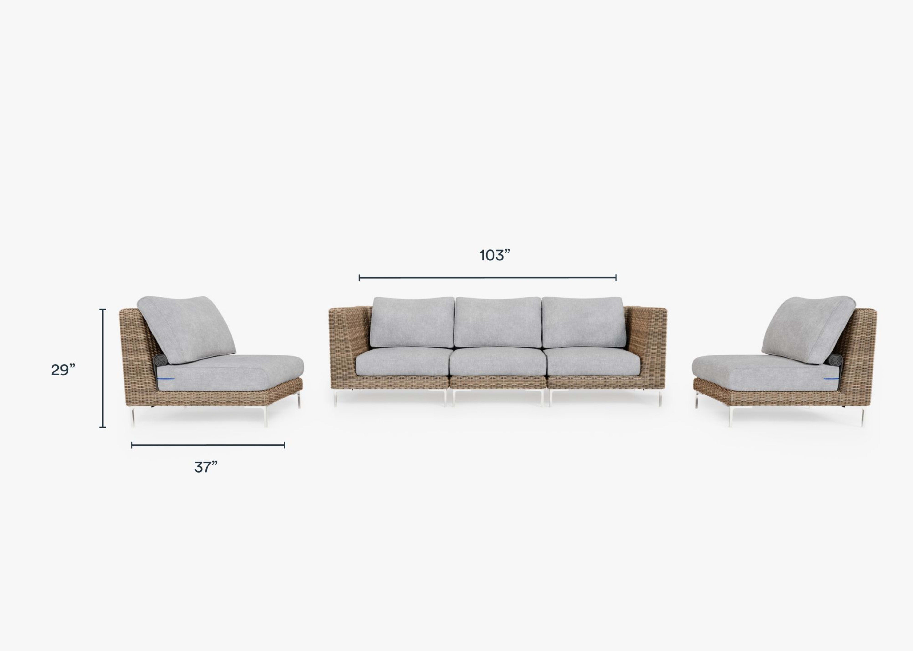 Wicker Outdoor Sofa with Armless Chairs - 5 Seat By Outer