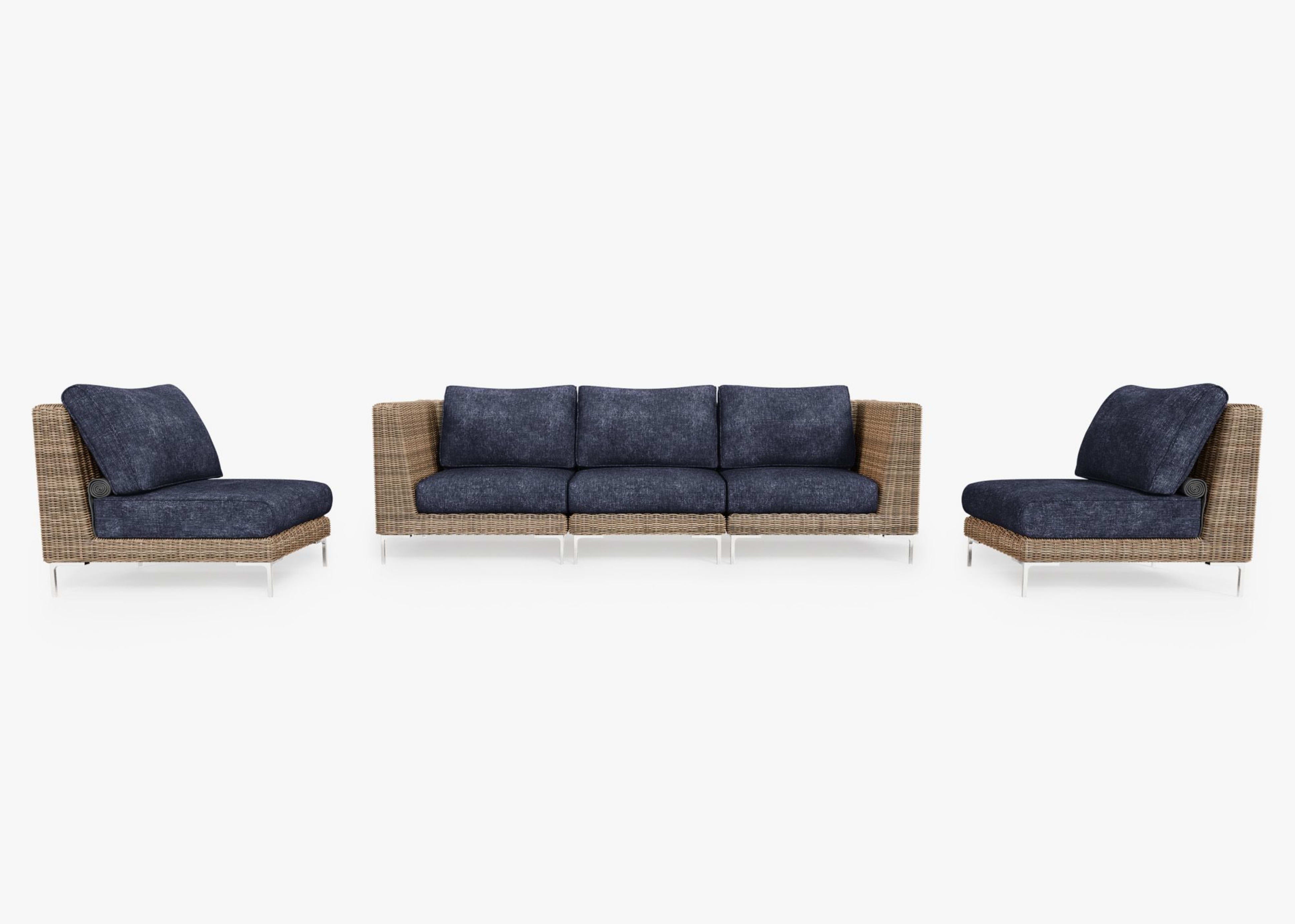 Wicker Outdoor Sofa with Armless Chairs - 5 Seat By Outer