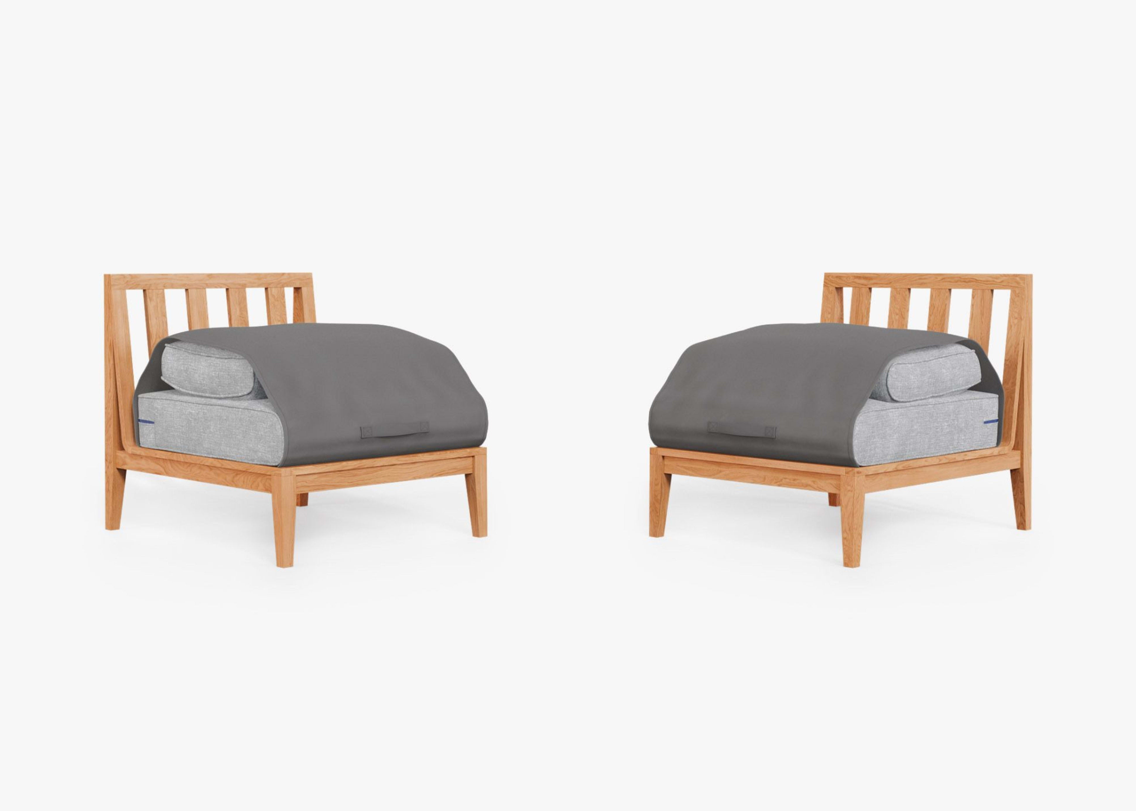 Teak Outdoor Armless Chair Conversation Set by Outer