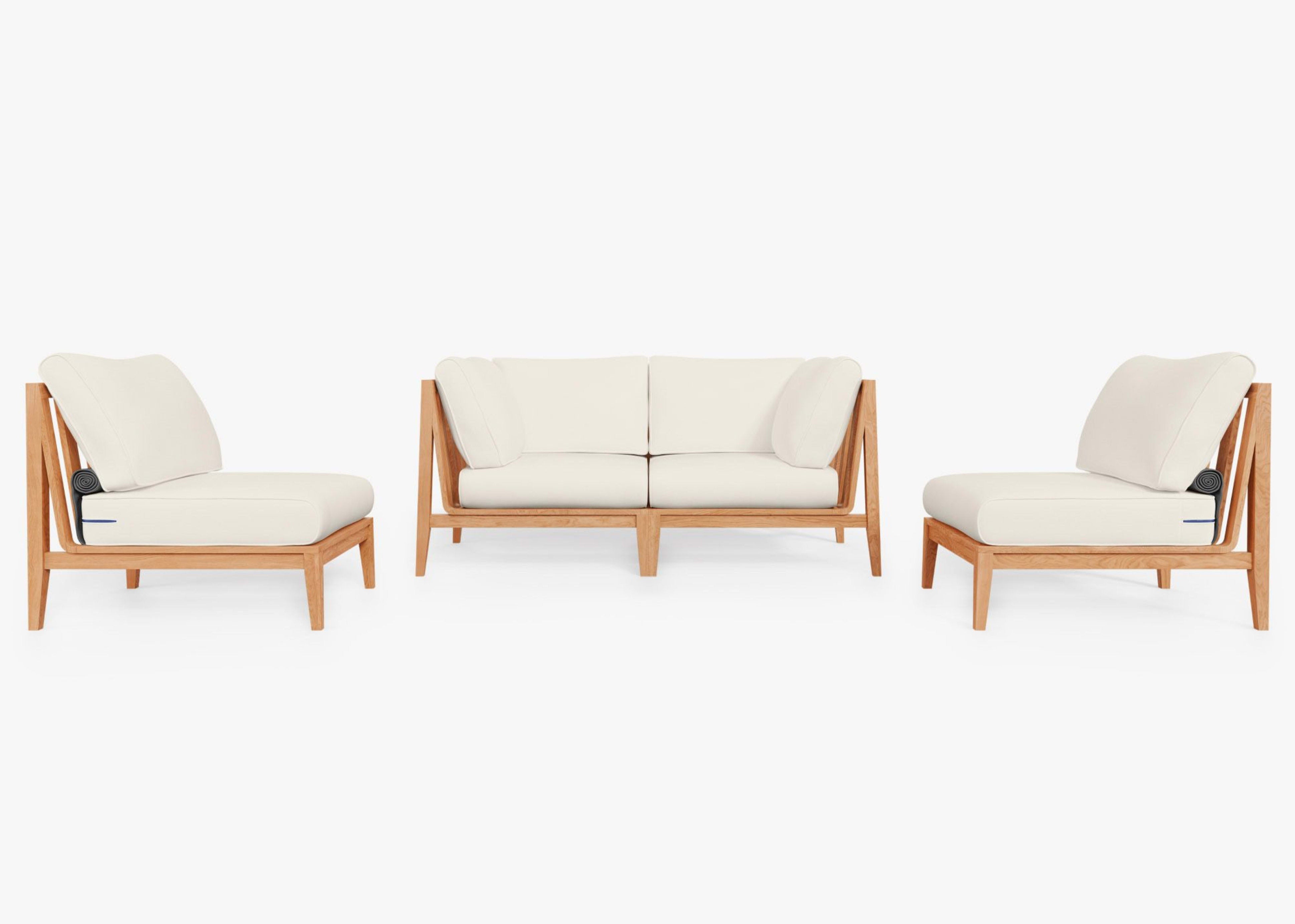 Teak Outdoor Loveseat with Armless Chairs - 4 Seat by Outer