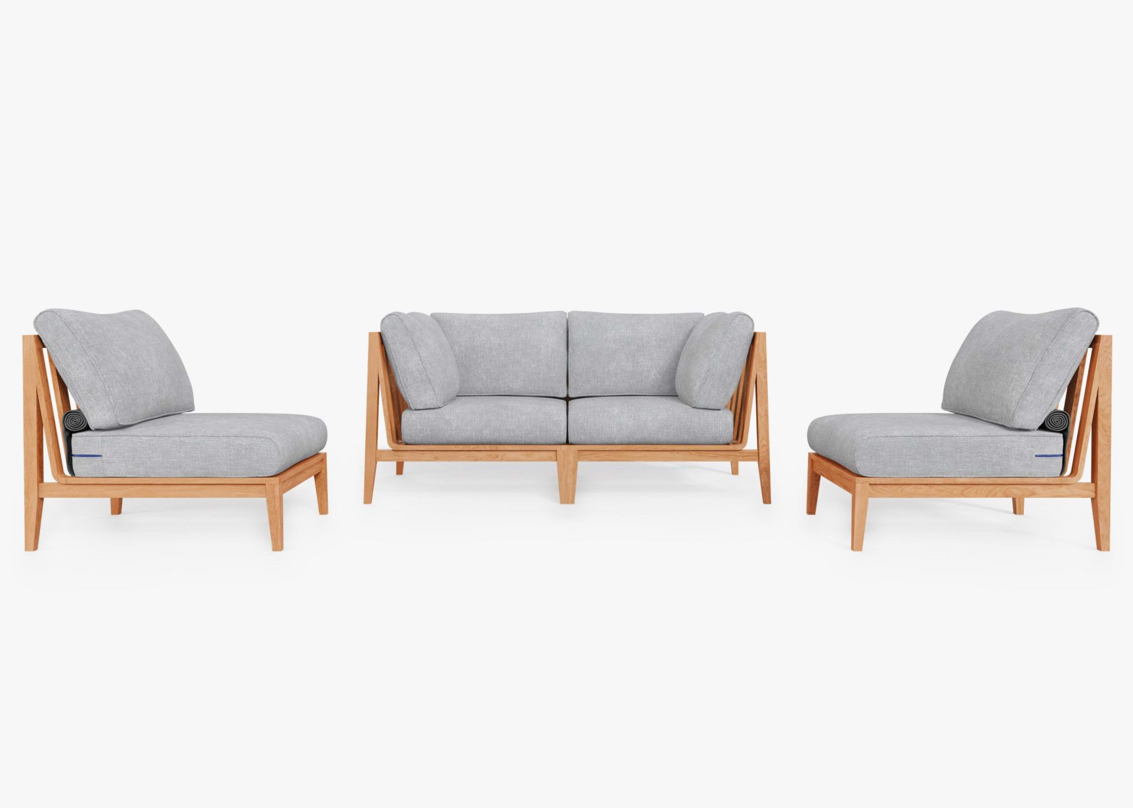 Teak Outdoor Loveseat with Armless Chairs - 4 Seat by Outer