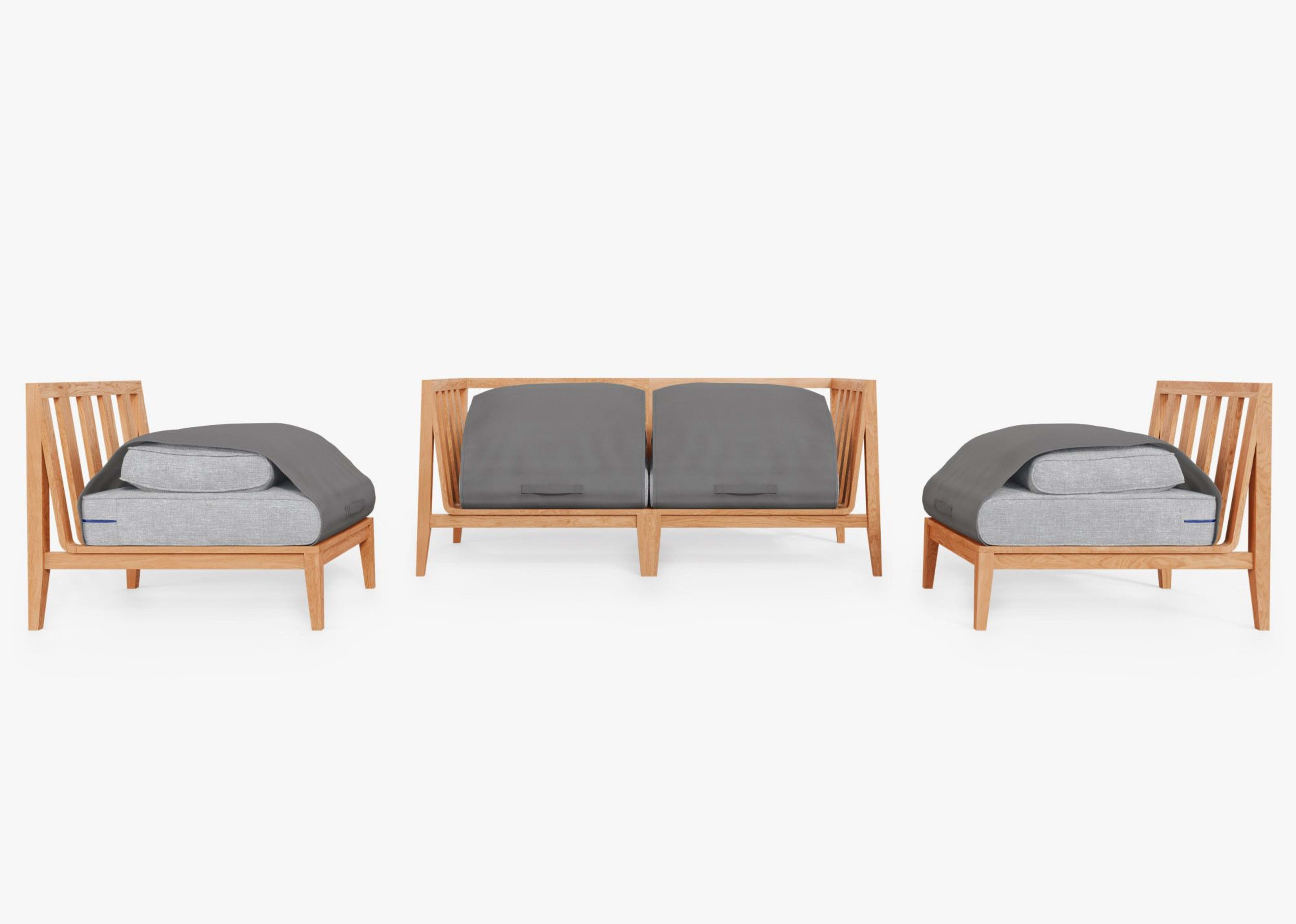 Teak Outdoor Loveseat with Armless Chairs - 4 Seat by Outer