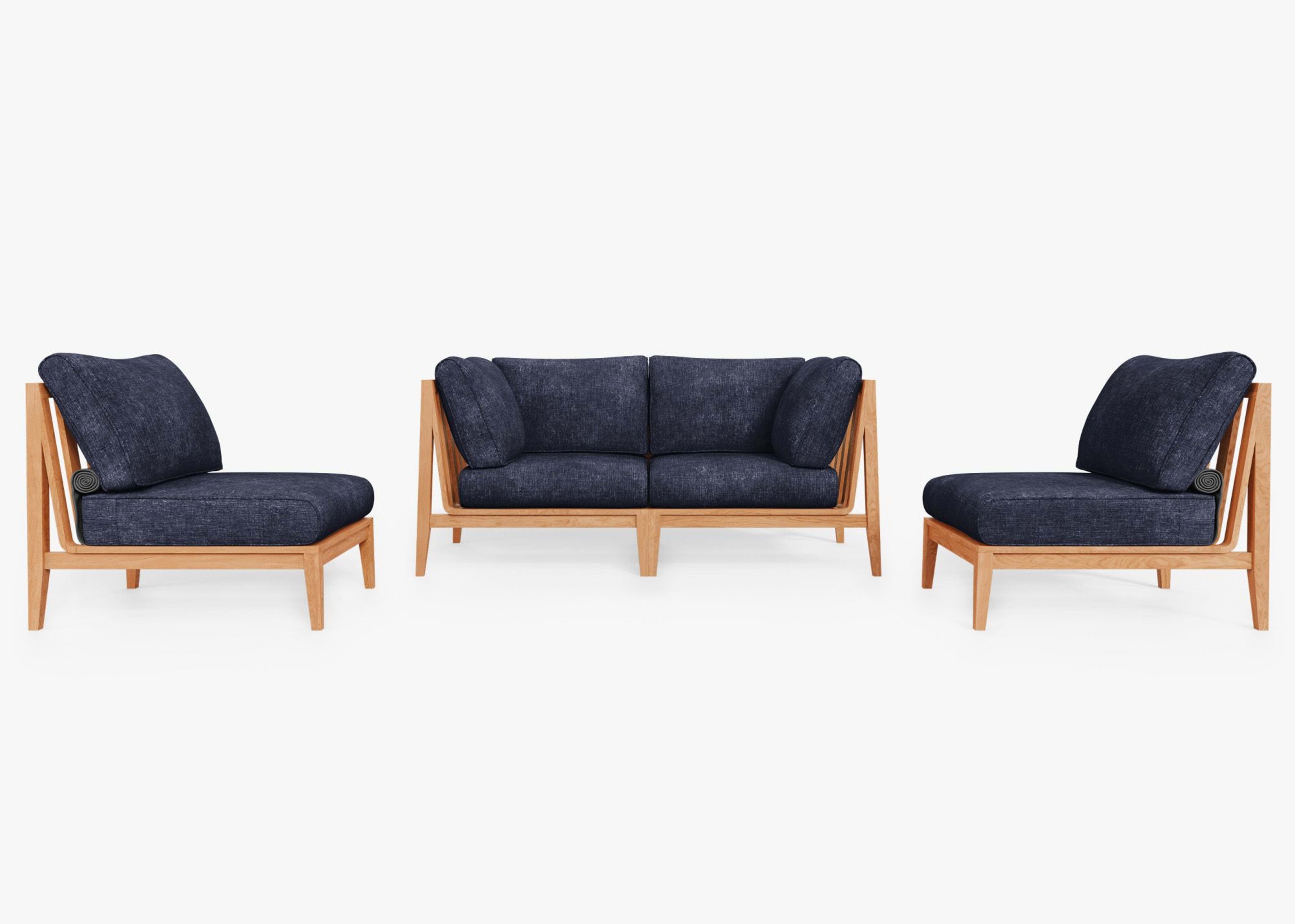 Teak Outdoor Loveseat with Armless Chairs - 4 Seat by Outer