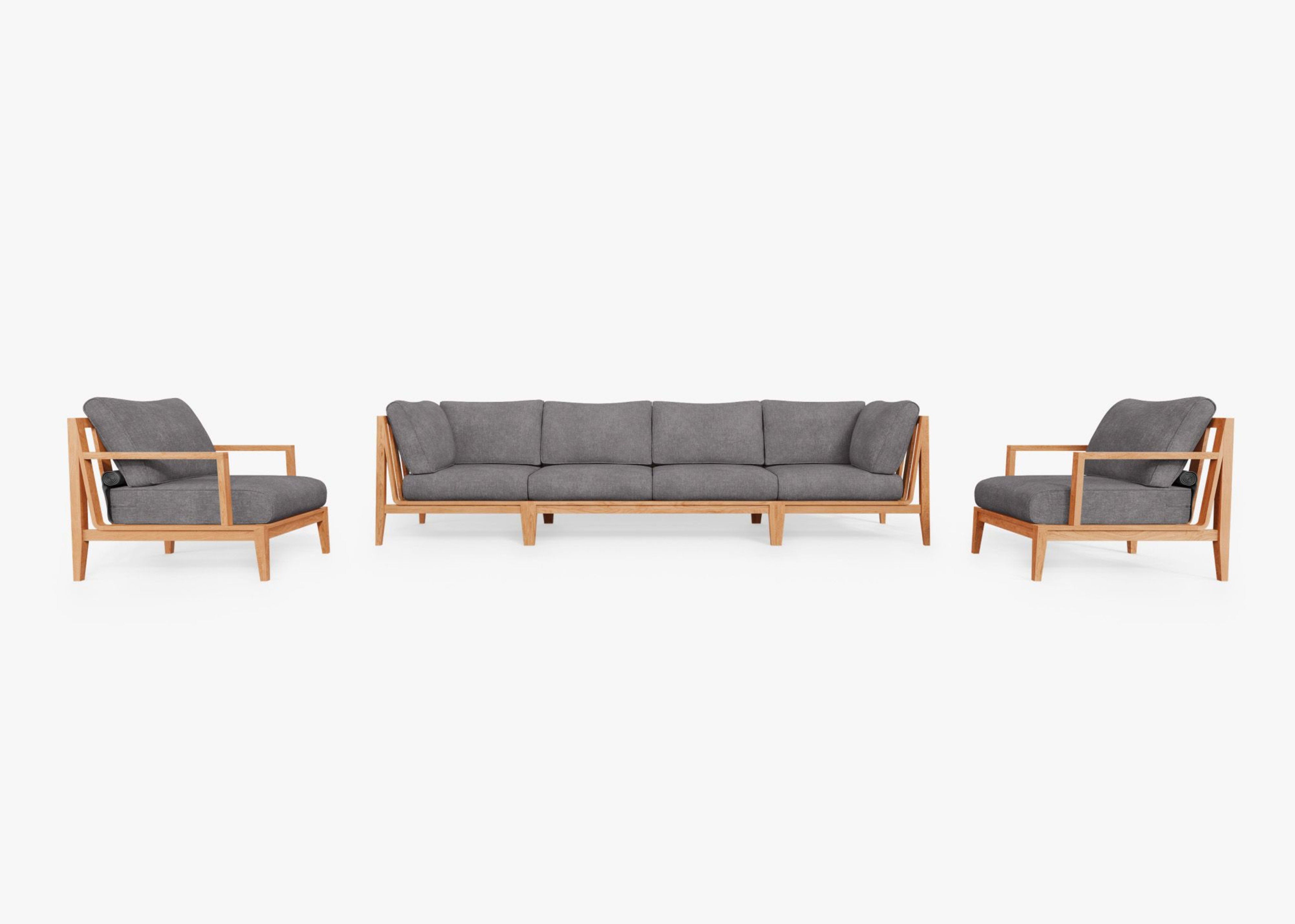 Teak Outdoor Sofa with Armchairs - 6 Seat by Outer