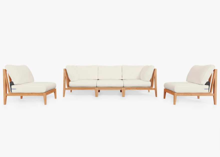 Teak Outdoor Sofa with Armless Chairs - 5 Seat by Outer