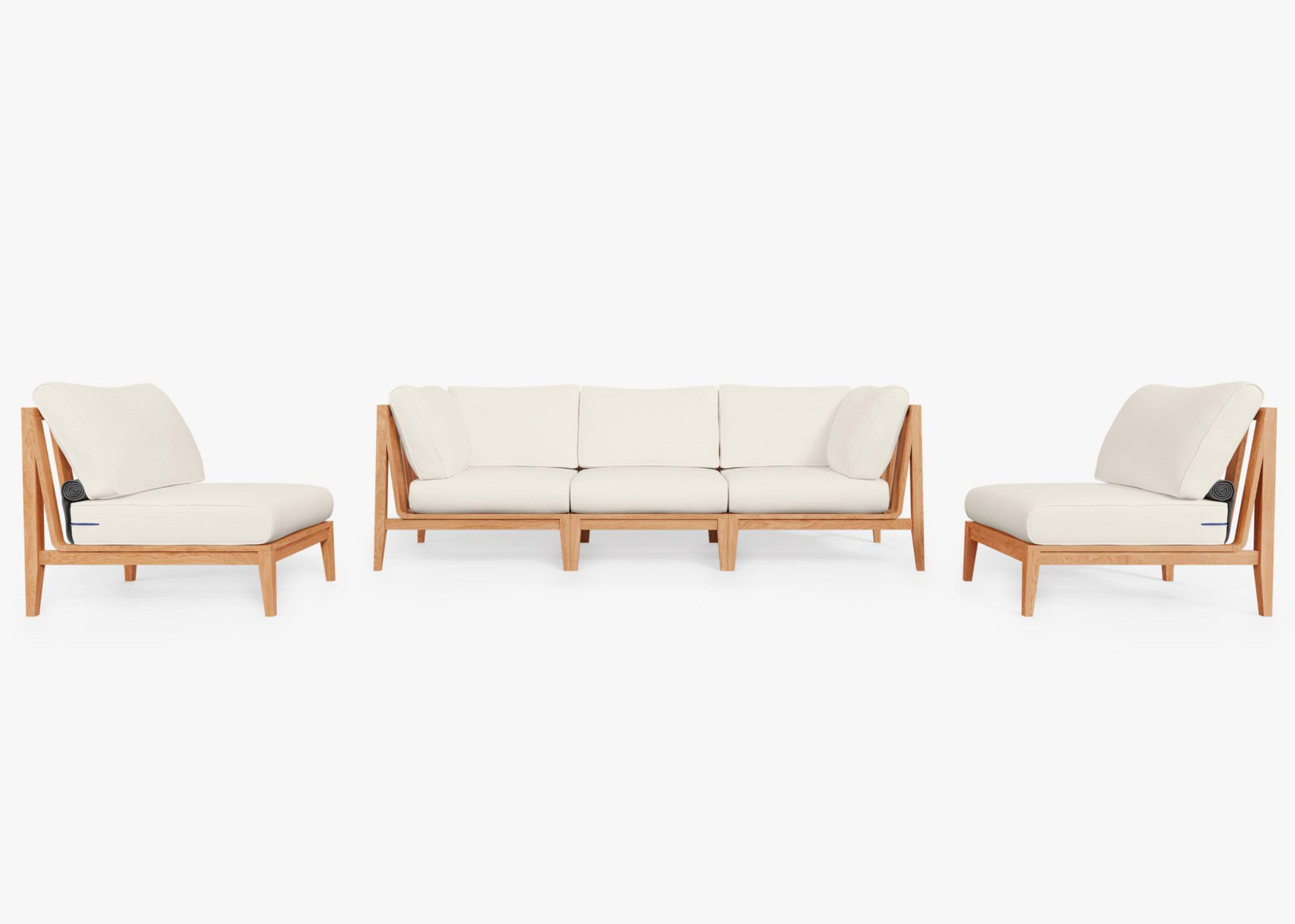 Teak Outdoor Sofa with Armless Chairs - 5 Seat by Outer
