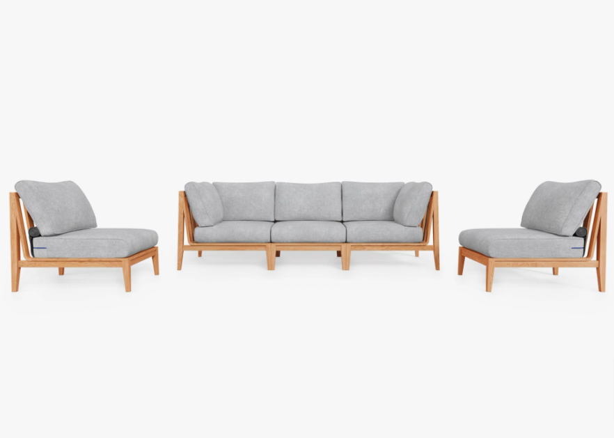 Teak Outdoor Sofa with Armless Chairs - 5 Seat by Outer