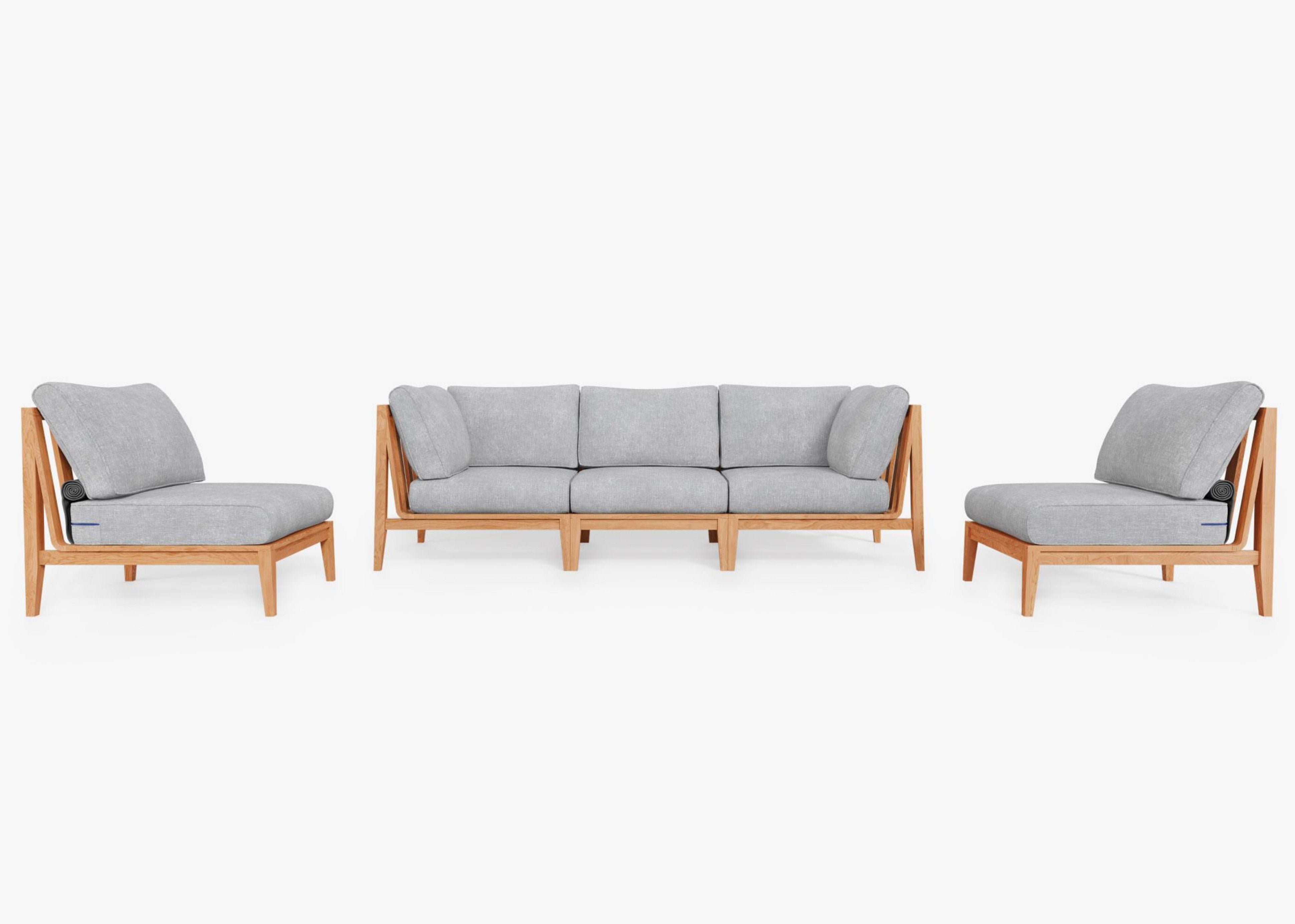 Teak Outdoor Sofa with Armless Chairs - 5 Seat by Outer