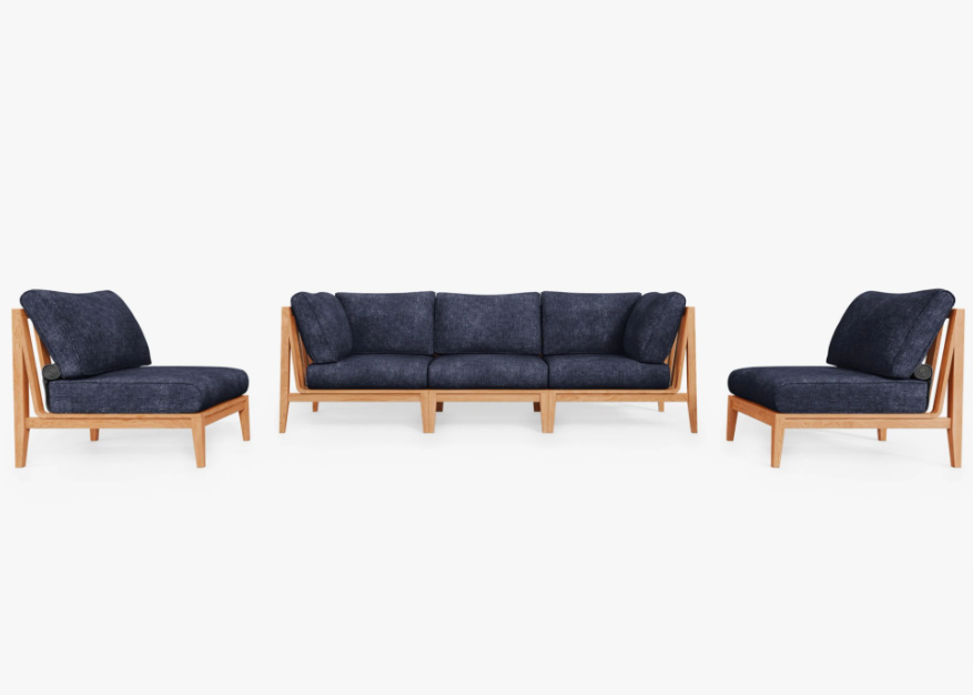 Teak Outdoor Sofa with Armless Chairs - 5 Seat by Outer