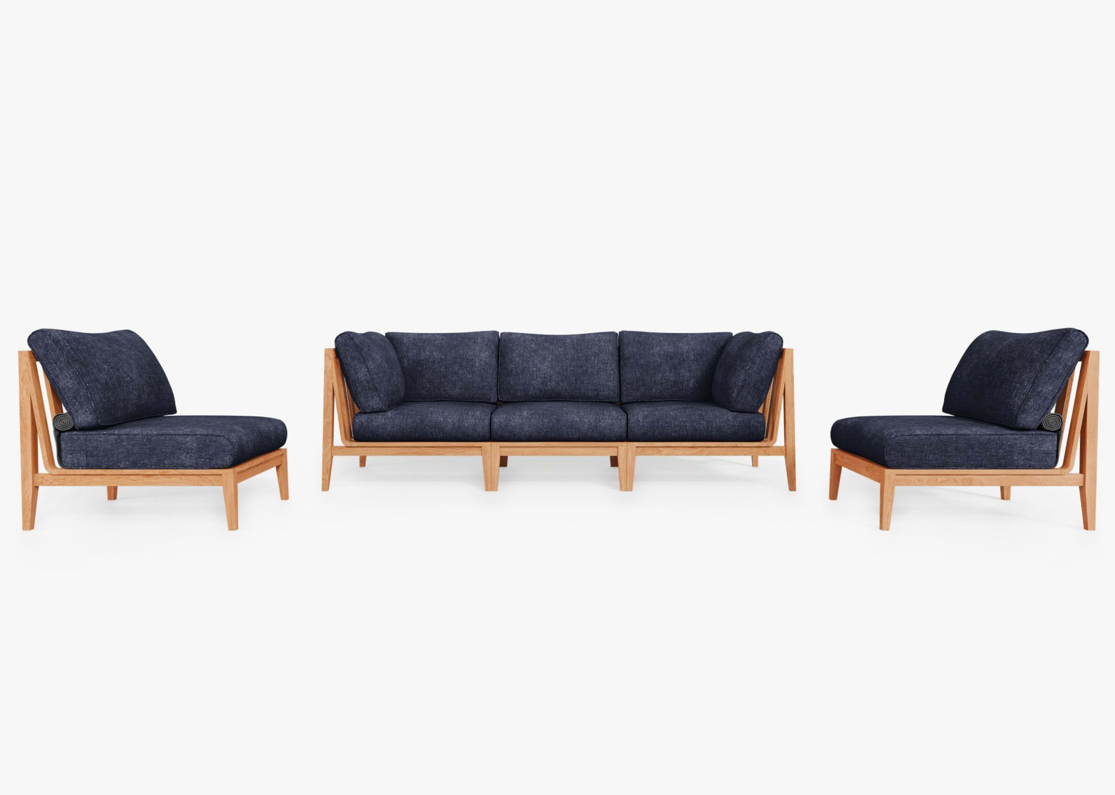 Teak Outdoor Sofa with Armless Chairs - 5 Seat by Outer