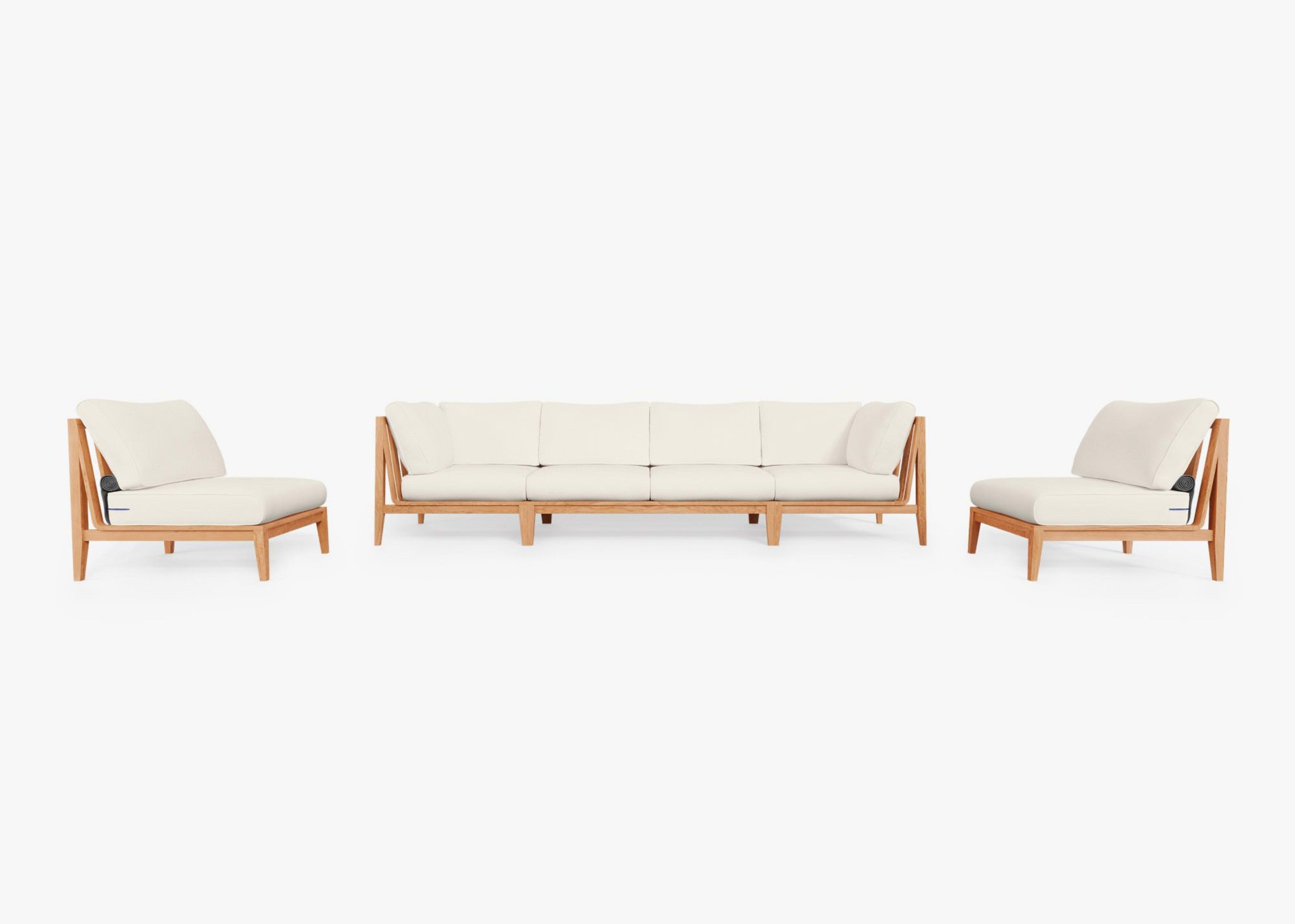 Teak Outdoor Sofa with Armless Chairs - 6 Seat by Outer