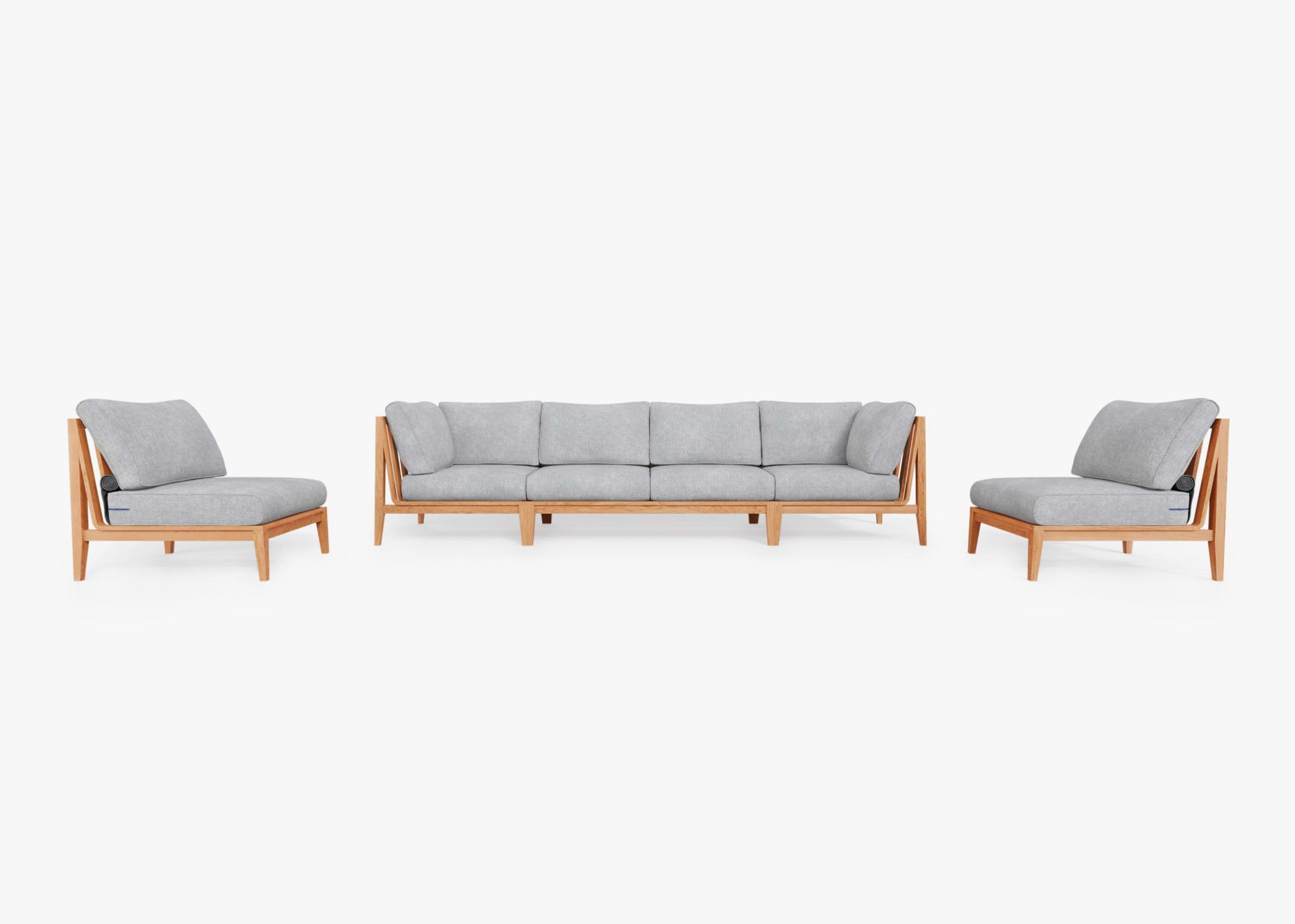 Teak Outdoor Sofa with Armless Chairs - 6 Seat by Outer