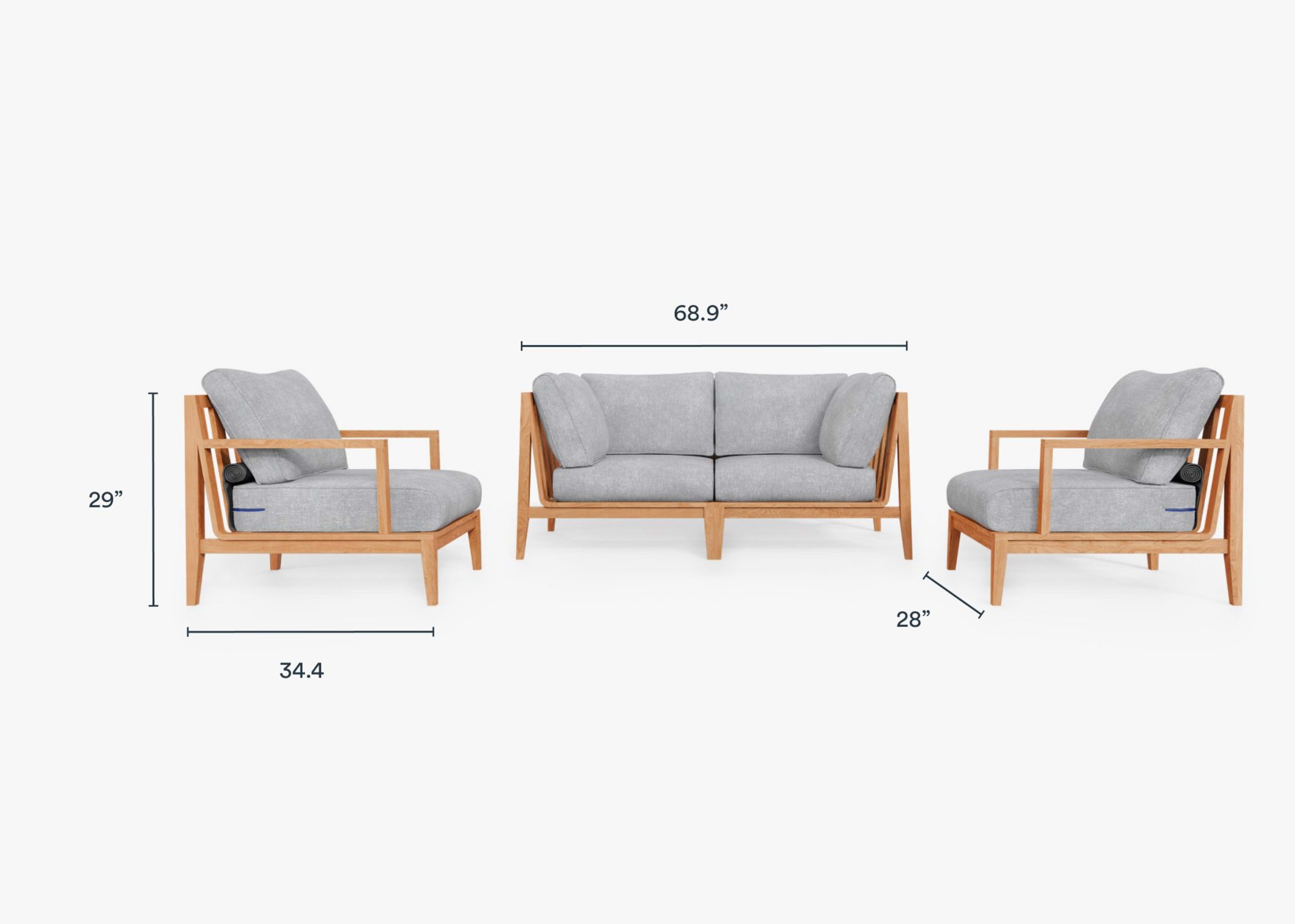 Teak Outdoor Loveseat with Armchairs - 4 Seat by Outer