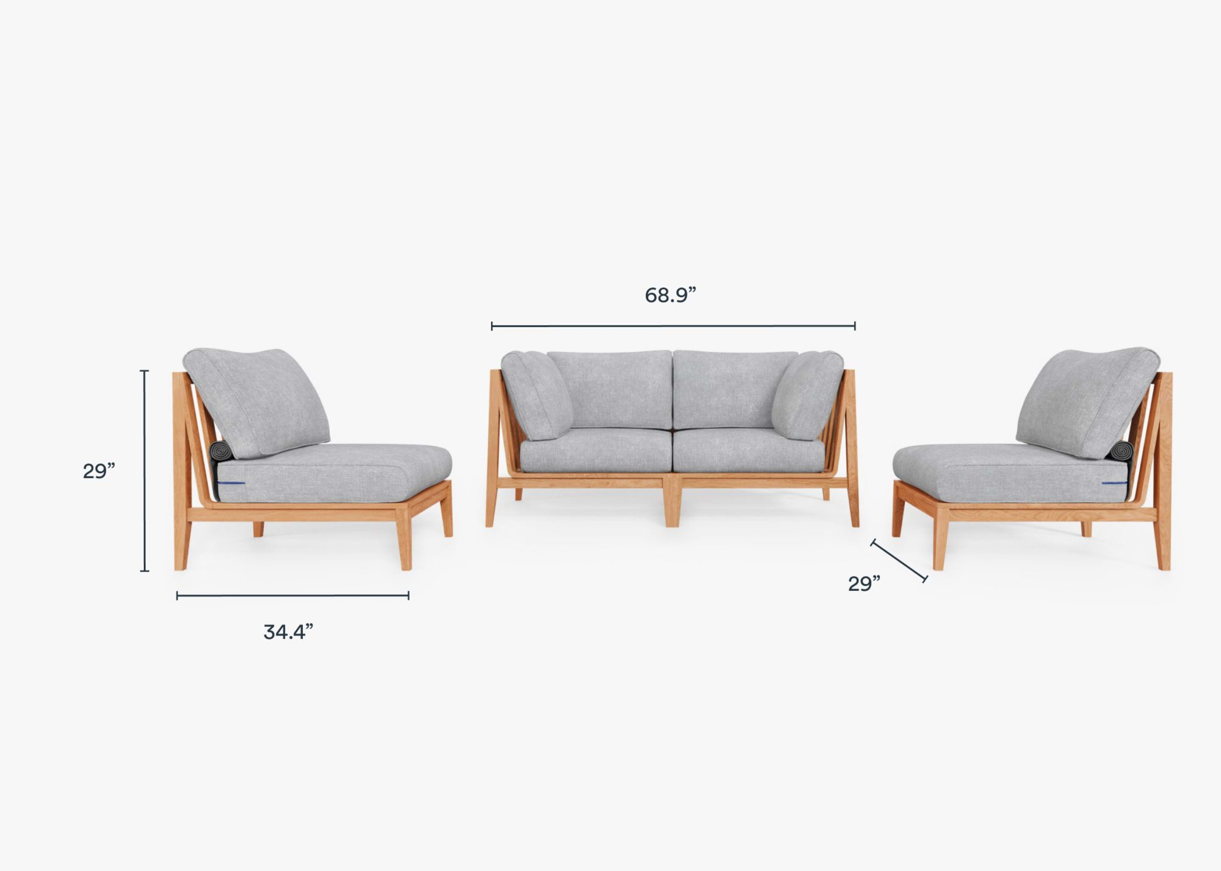 Teak Outdoor Loveseat with Armless Chairs - 4 Seat by Outer