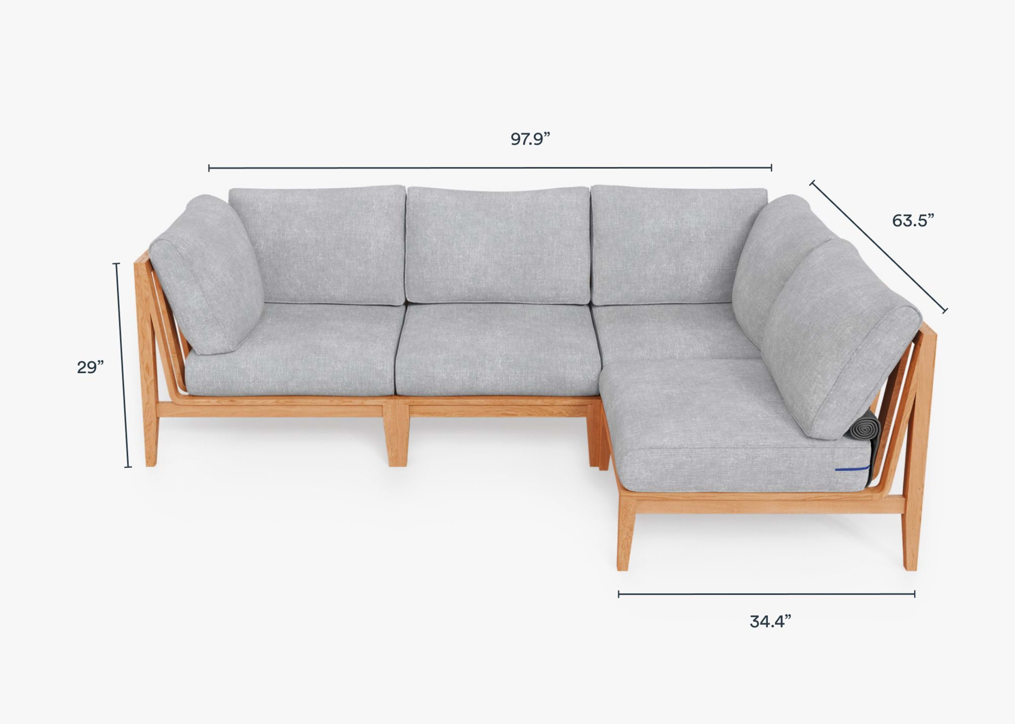 Teak Outdoor L Sectional - 4 Seat by Outer