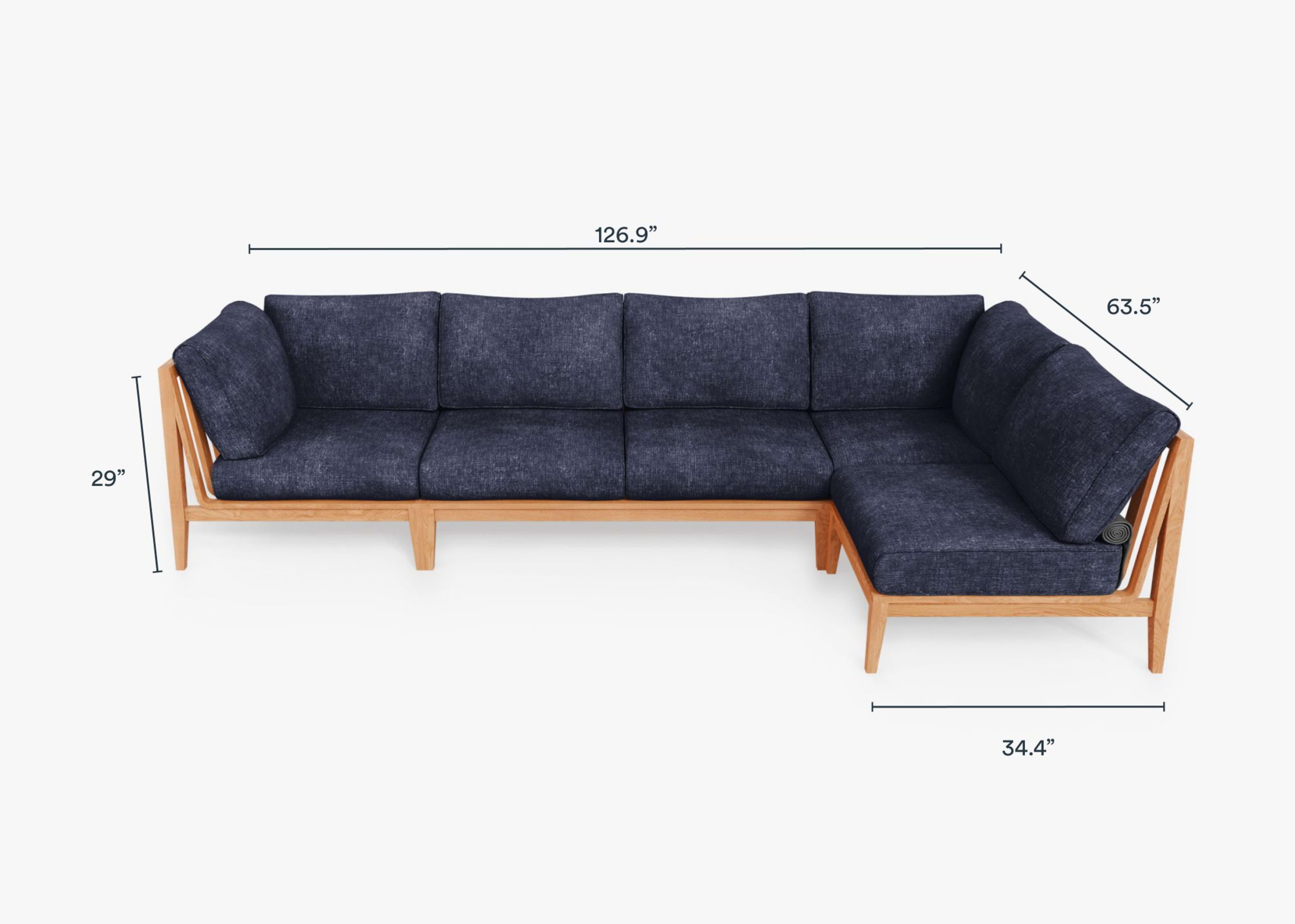 Teak Outdoor L Sectional - 5 Seat By Outer