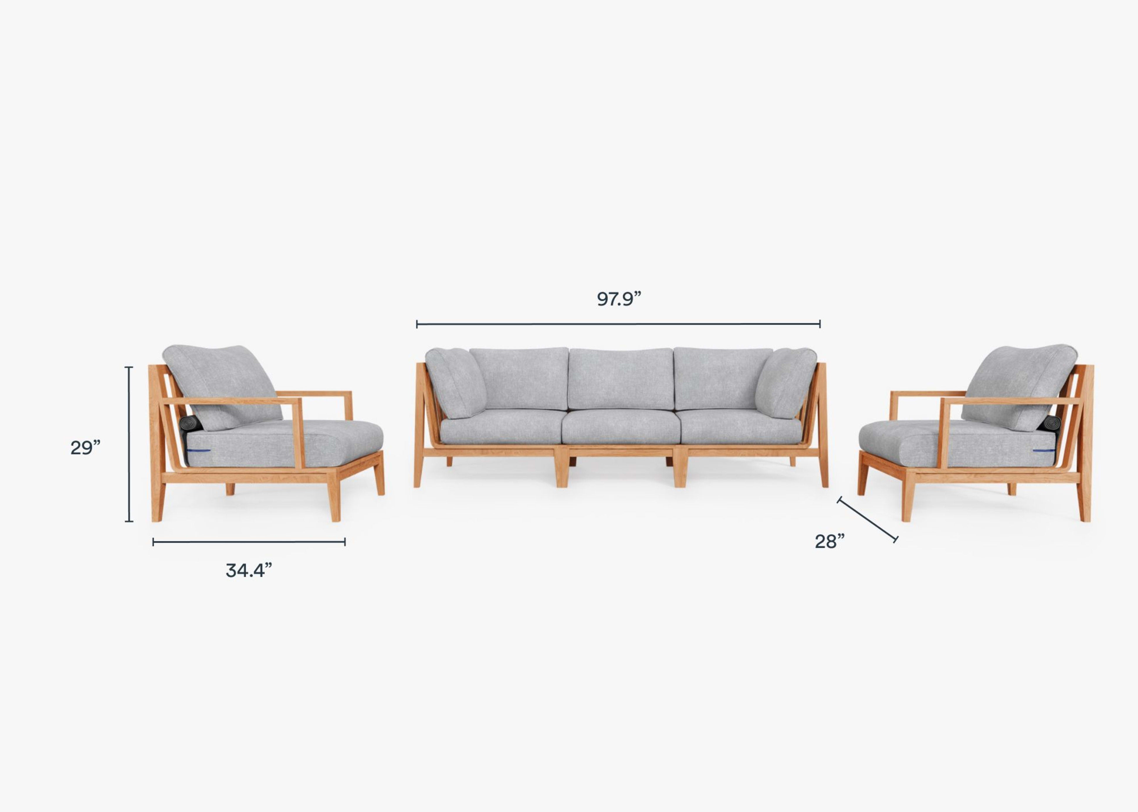 Teak Outdoor Sofa with Armchairs - 5 Seat by Outer