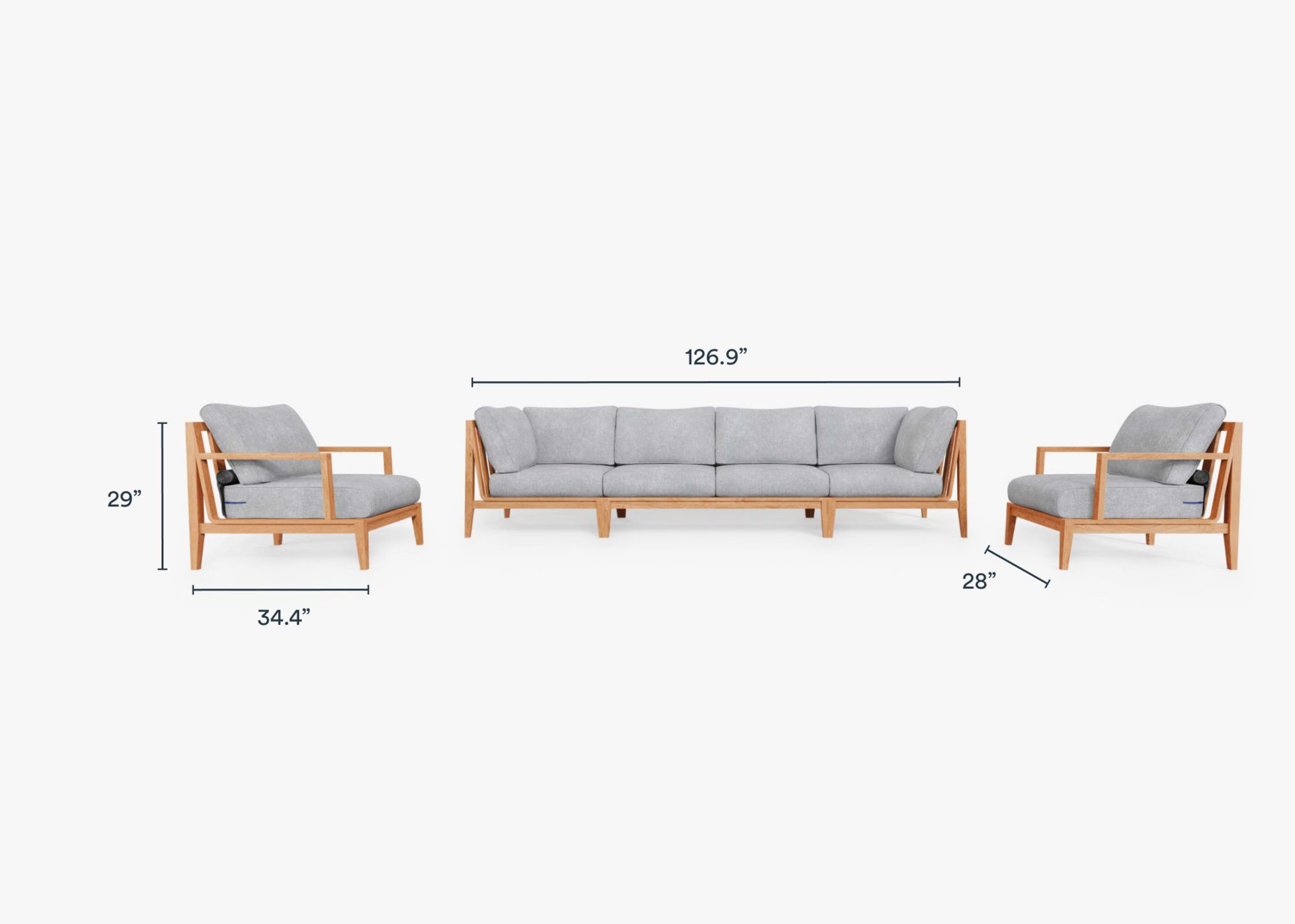 Teak Outdoor Sofa with Armchairs - 6 Seat by Outer
