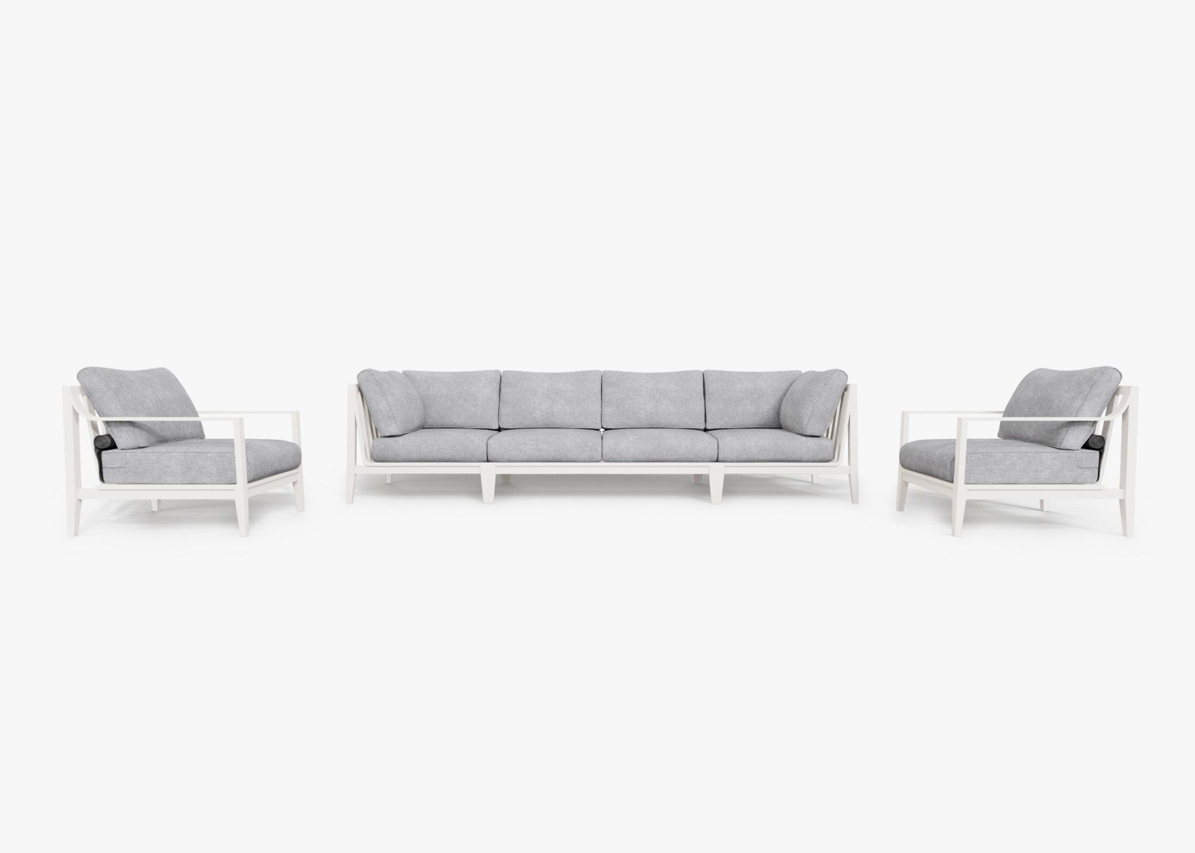 Aluminum Outdoor Sofa with Armchairs - 6 Seat By Outer