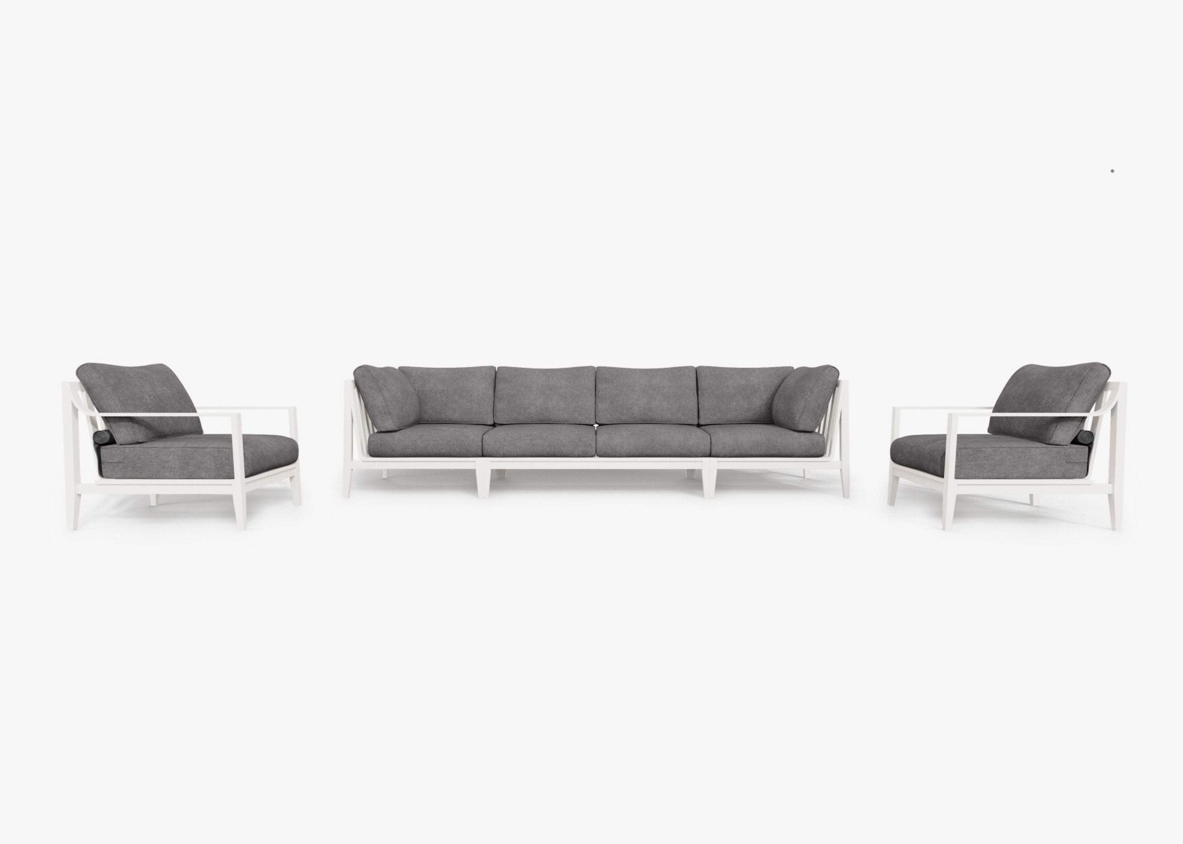 Aluminum Outdoor Sofa with Armchairs - 6 Seat By Outer